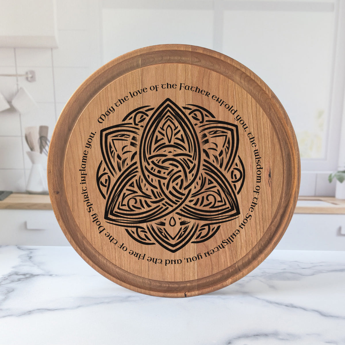 Celtic Trinity Knot Cutting Board — Irish Blessing