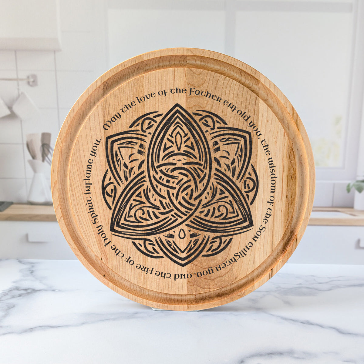 Celtic Trinity Knot Cutting Board — Irish Blessing