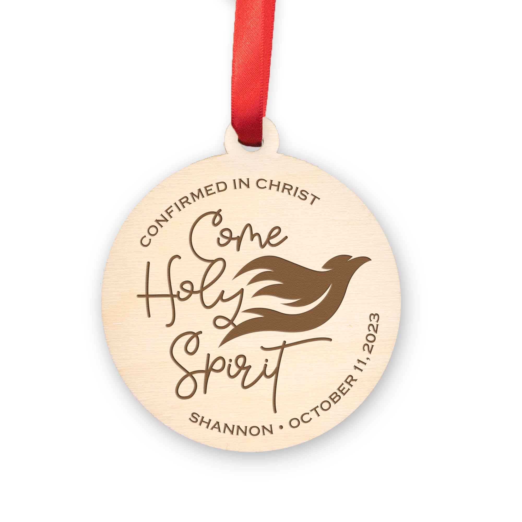Come Holy Spirit Confirmation Wood Christmas Ornament