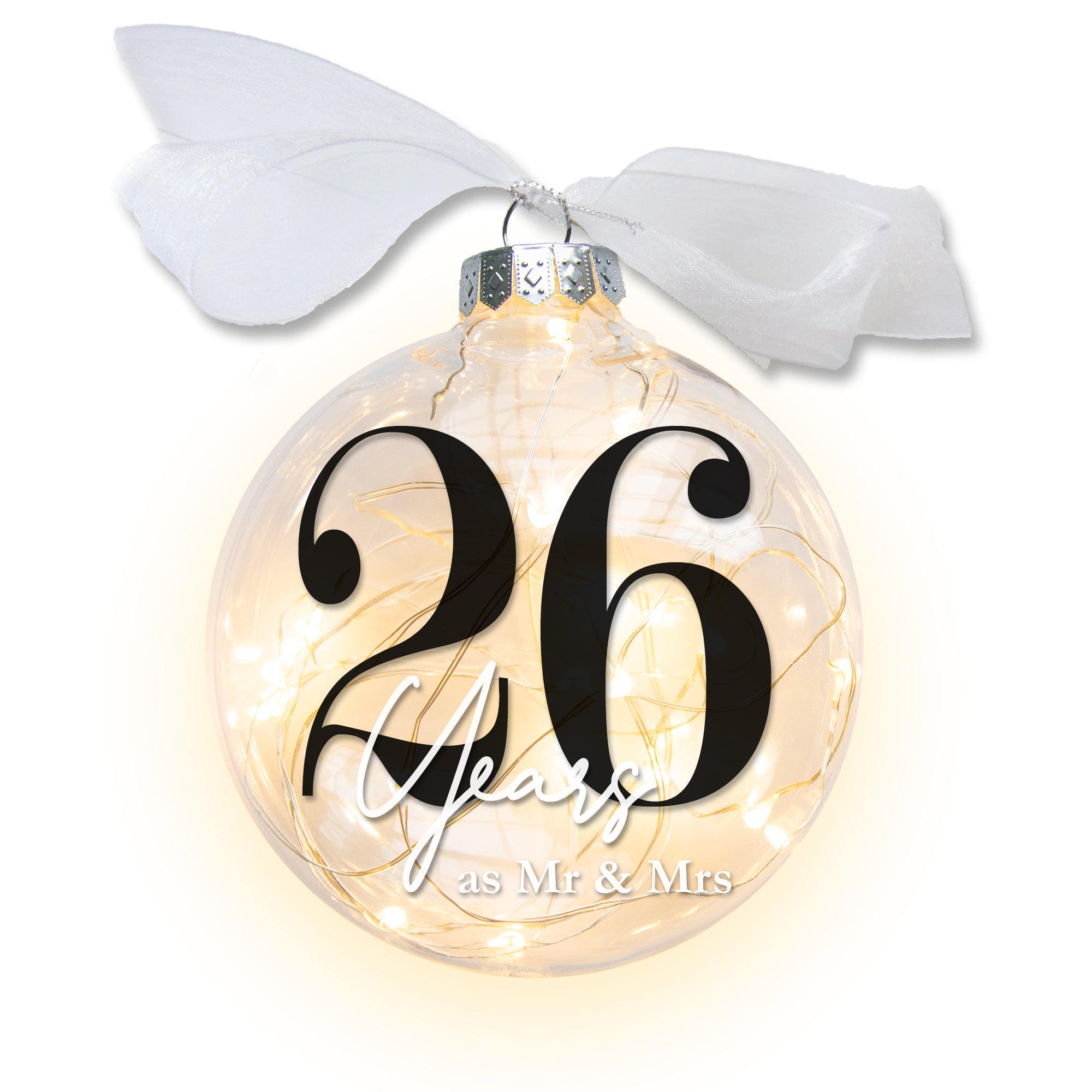 Custom Wedding Anniversary Lighted Christmas Ornament