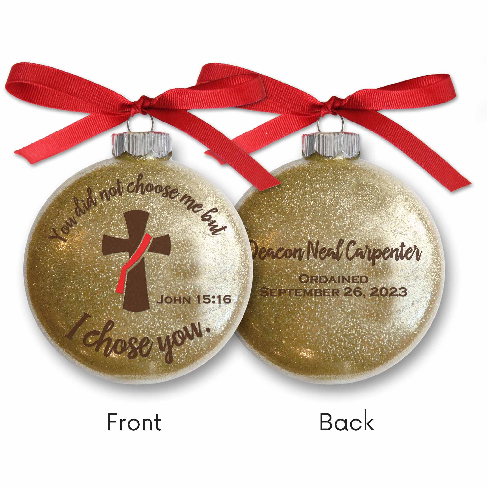 Deacon Ordination Glitter Christmas Ornament