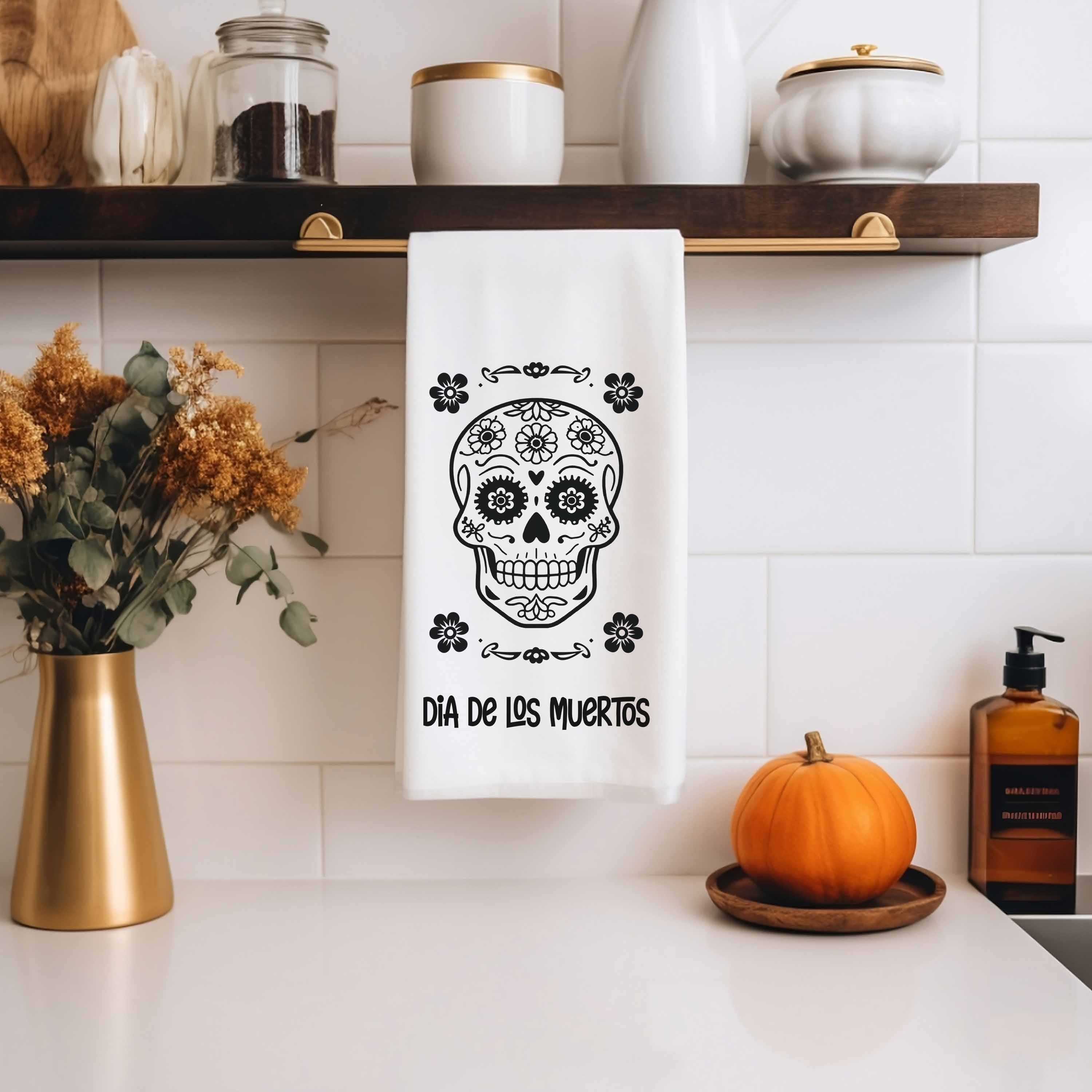 Día de los Muertos Kitchen Towel - Day of the Dead Sugar Skull