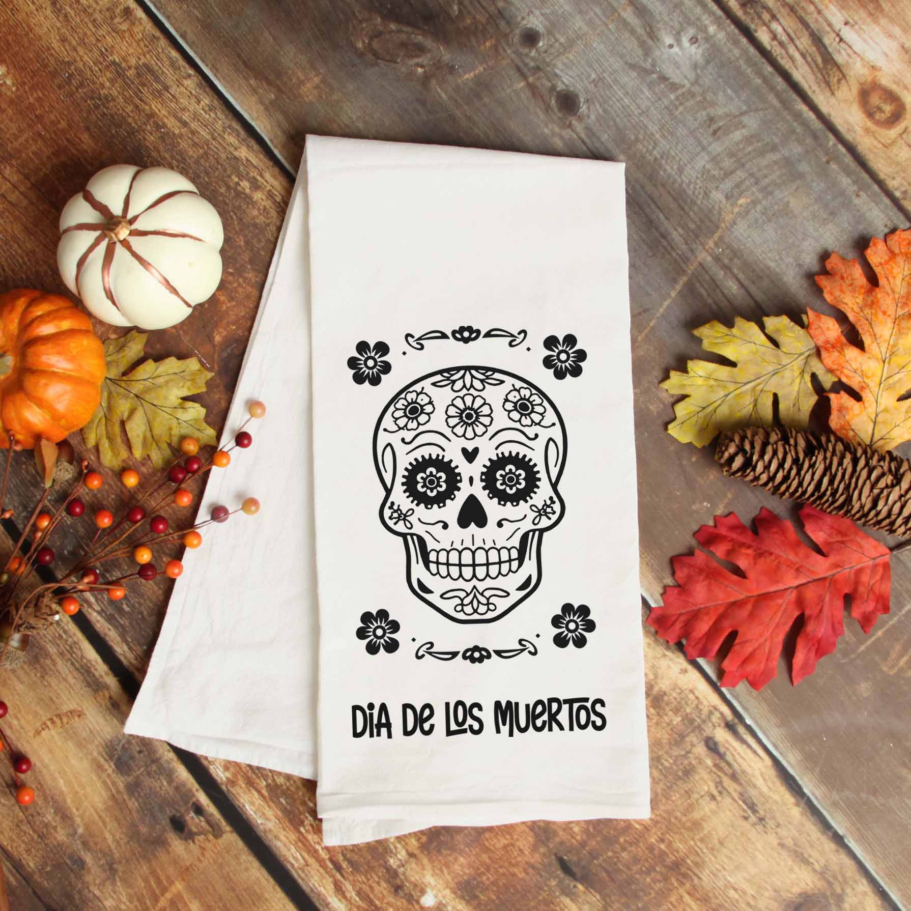 Día de los Muertos Kitchen Towel - Day of the Dead Sugar Skull