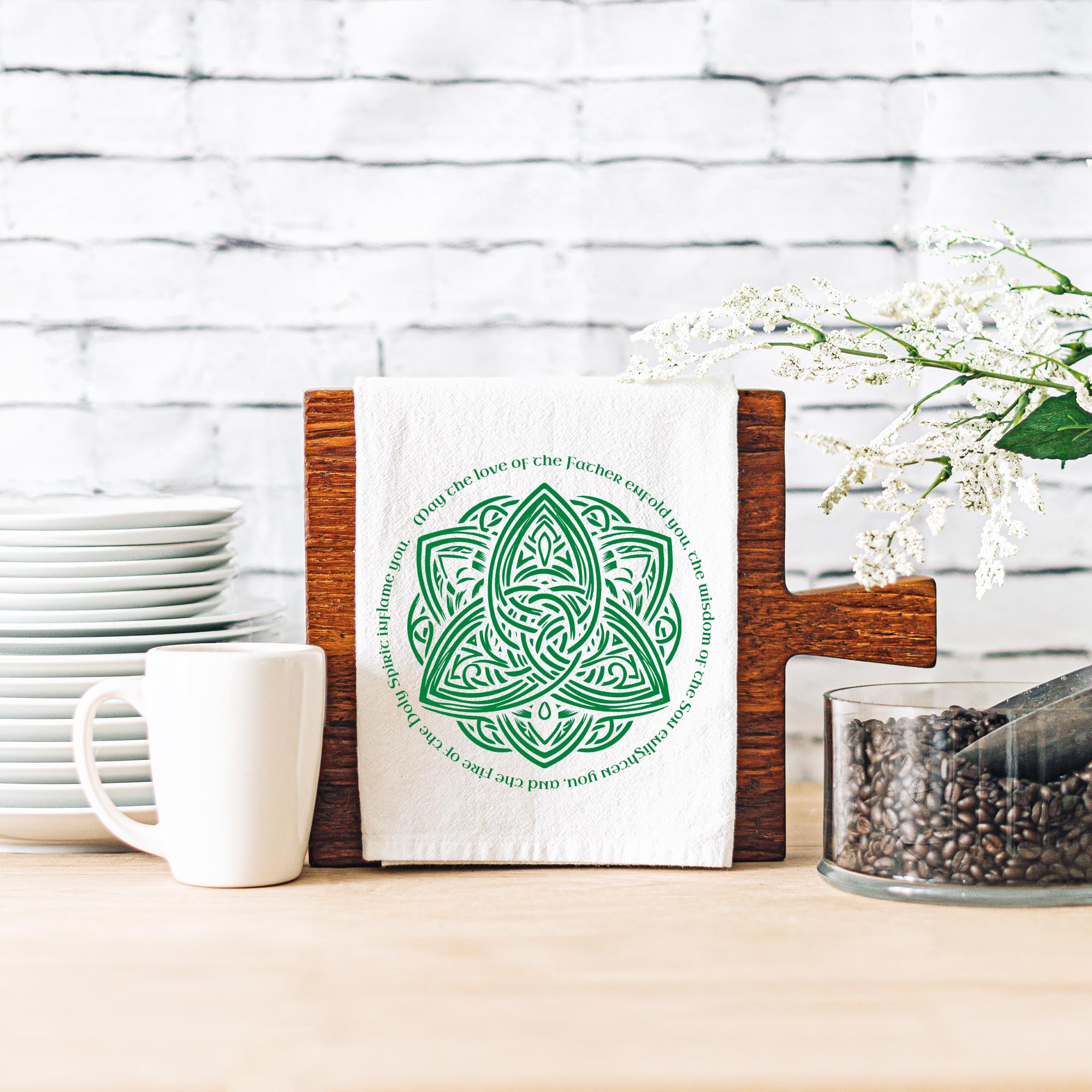 Trinity Knot Celtic Kitchen Towel – Irish Blessing Tea Towel