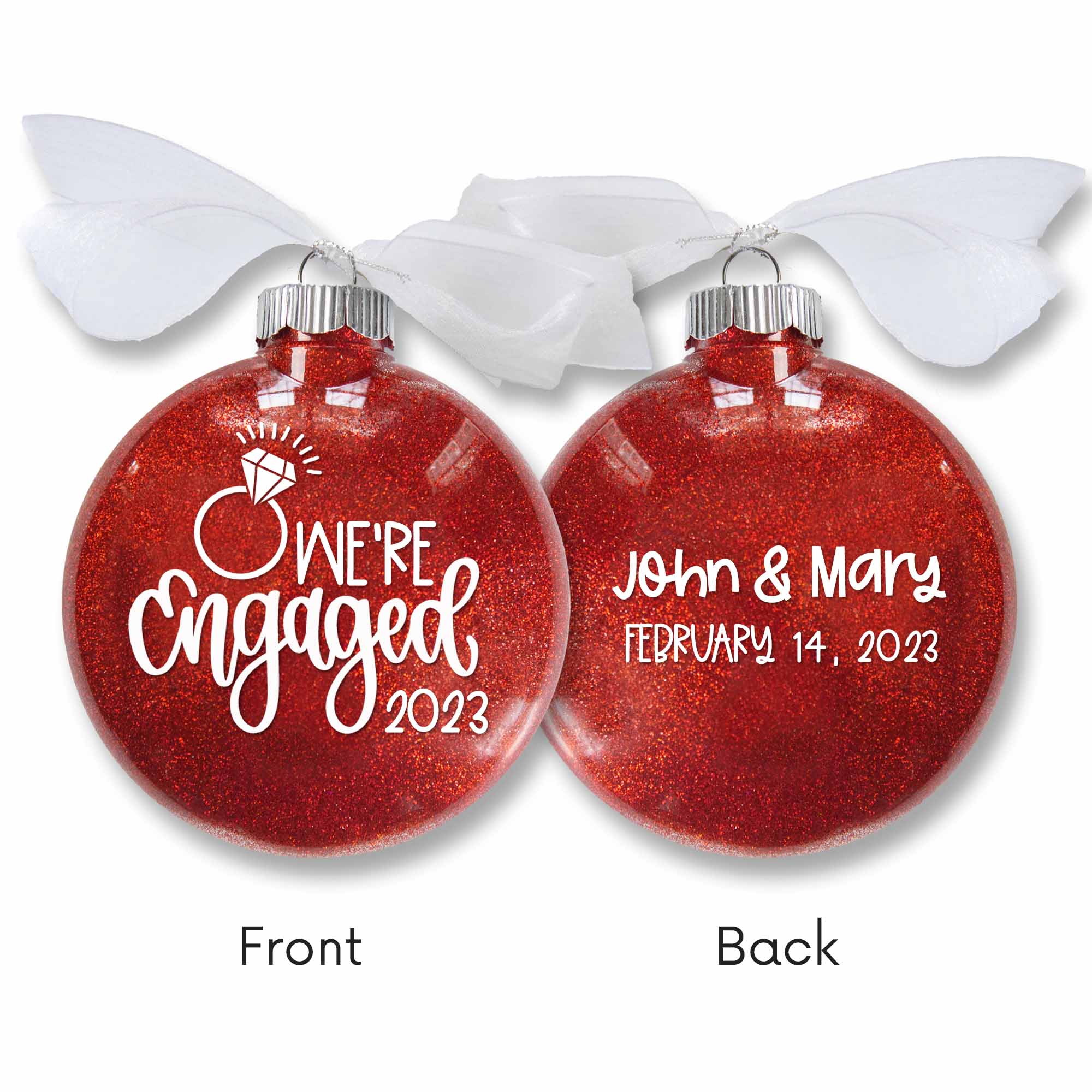 Engagement Glitter Christmas Ornament