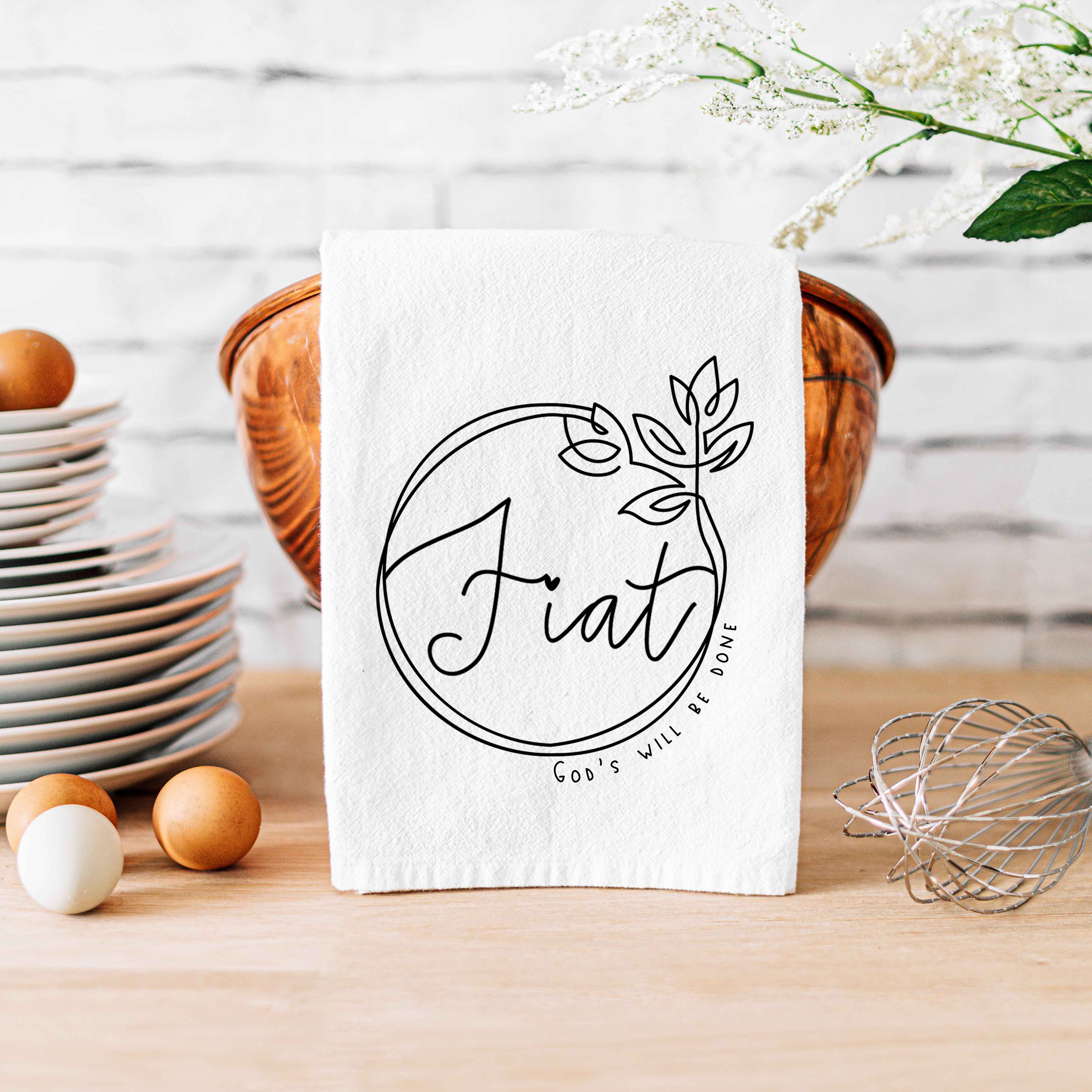 Fiat Catholic Kitchen Towel – Marian “Yes” & Catholic Faith Inspiration