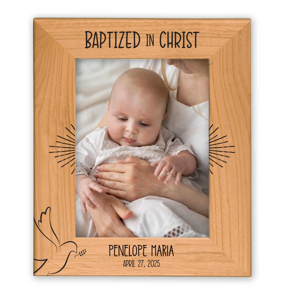 Personalized Baptism Picture Frame - Engraved Christian Baby Keepsake