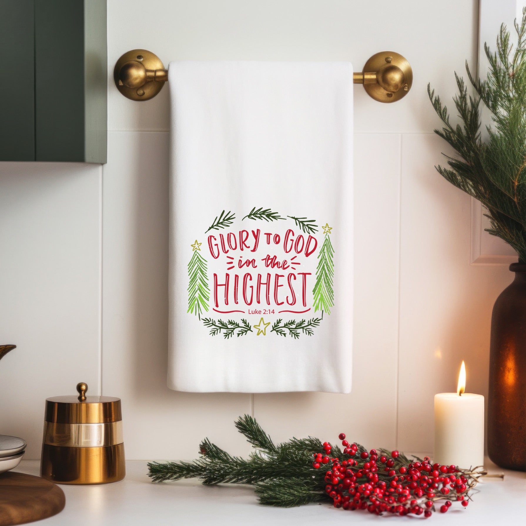 Christian Christmas Kitchen Towel – Glory to God in the Highest (Luke 2:14)