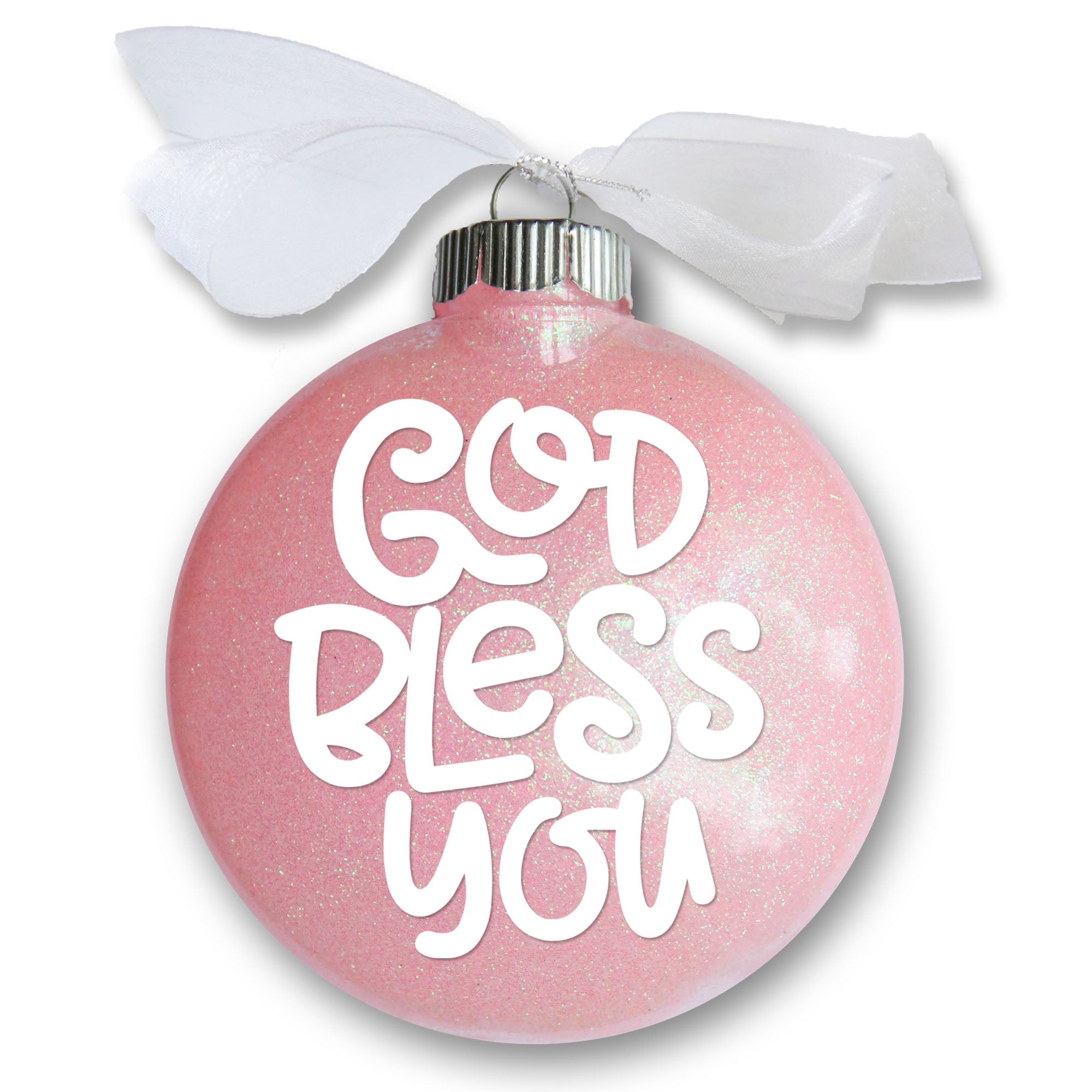 Personalized Baptism Glitter Ornament – God Bless You Keepsake