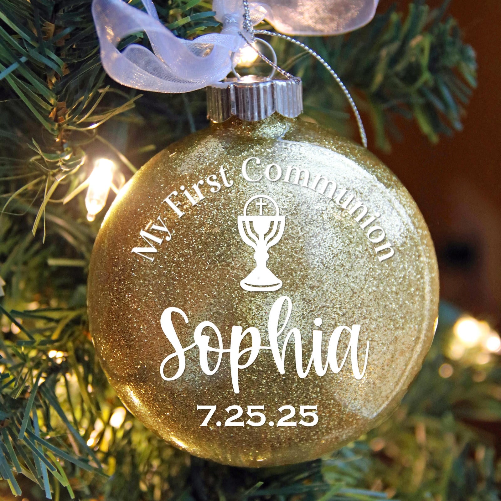 First Communion Glitter Christmas Ornament