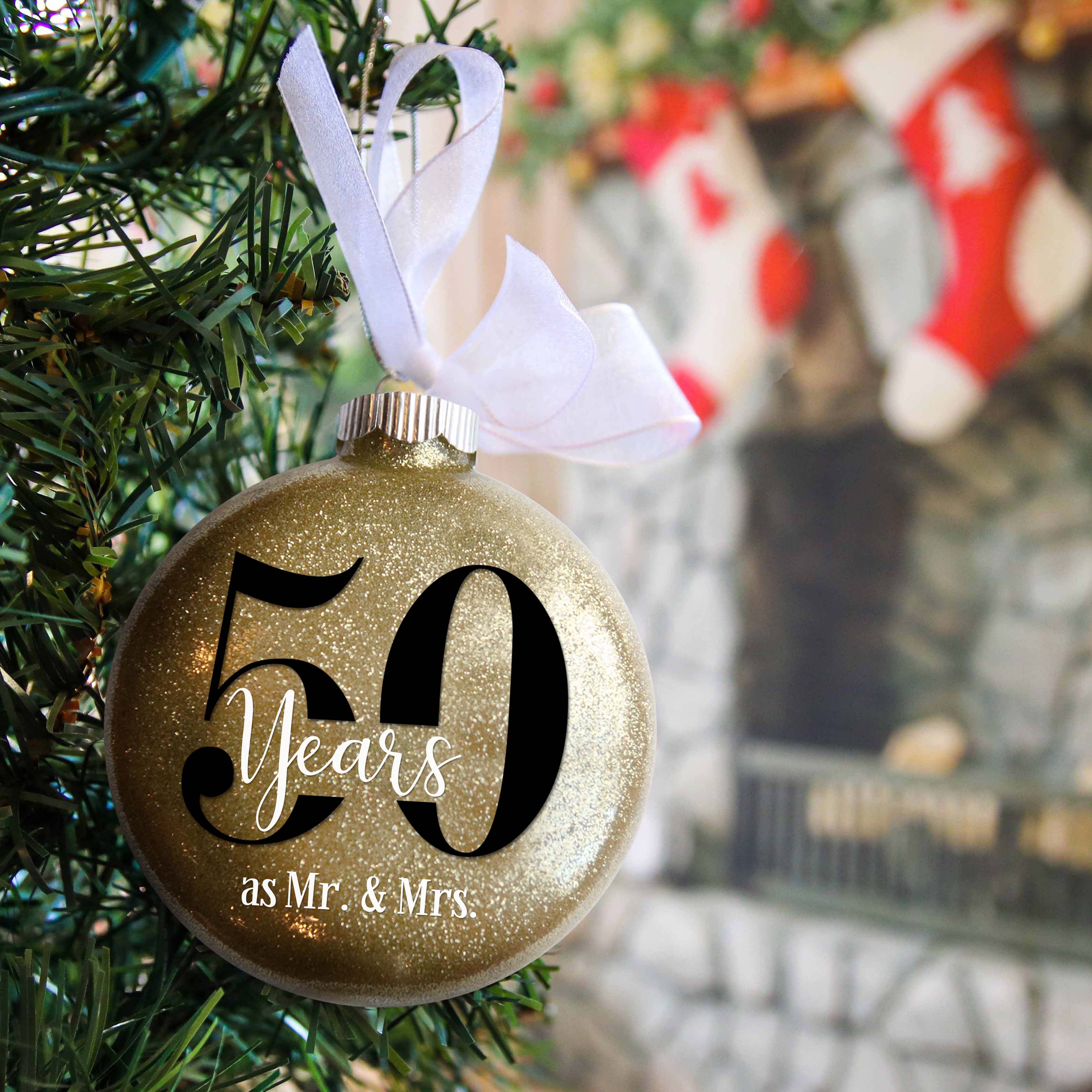 Personalized Anniversary Glitter Ornament – Milestone Keepsake Gift