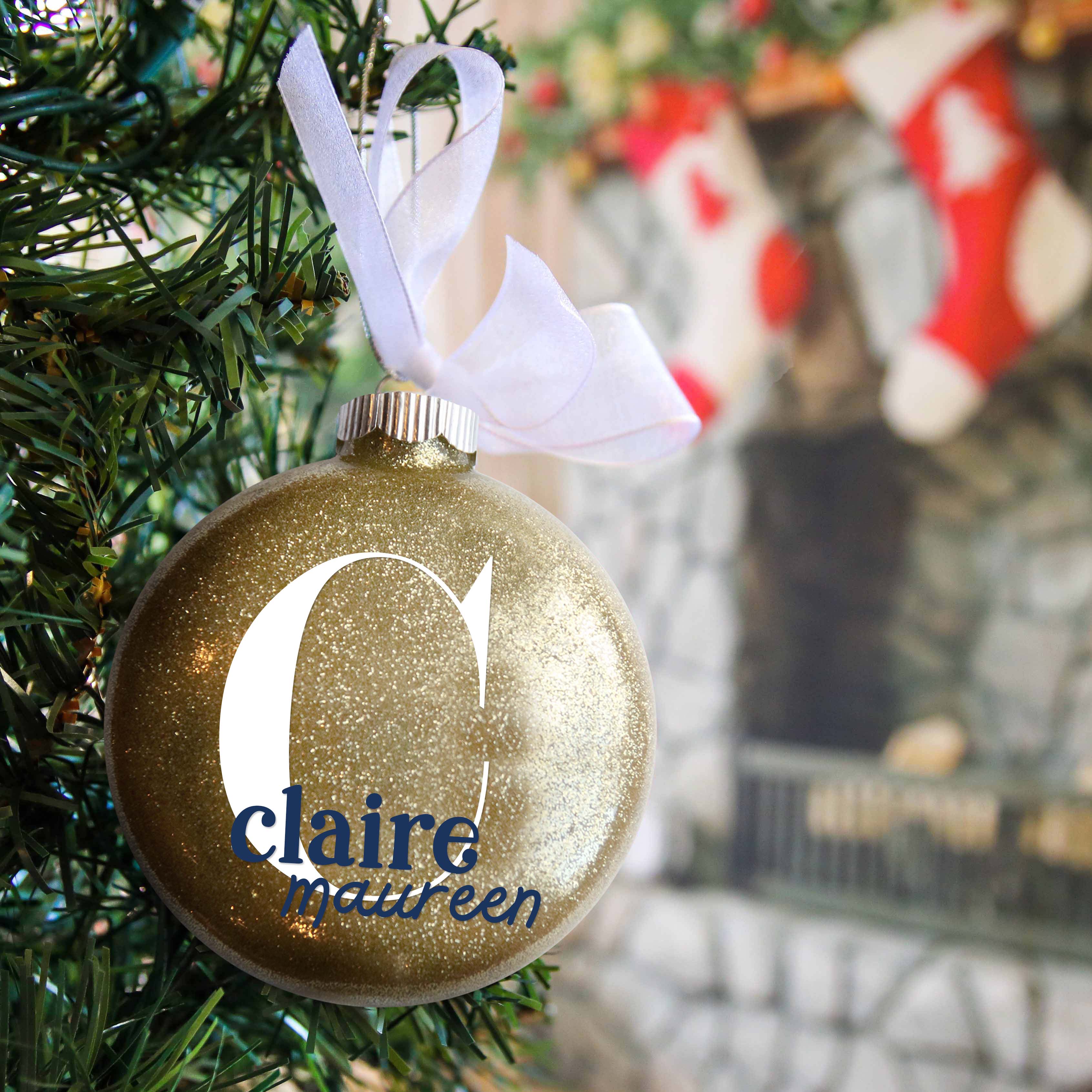 Baby Girl Birth Stats Glitter Christmas Ornament – Personalized