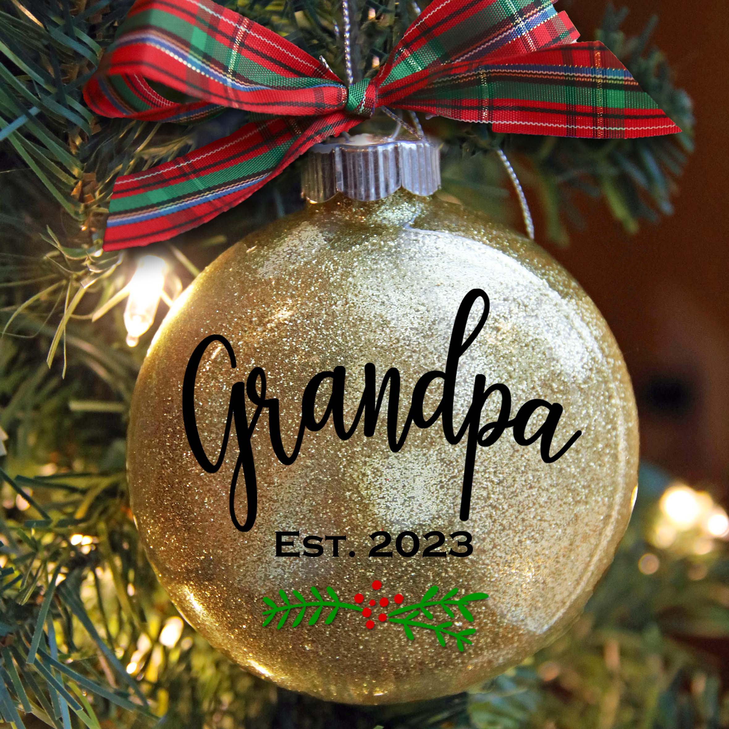 Grandpa Glitter Christmas Ornament