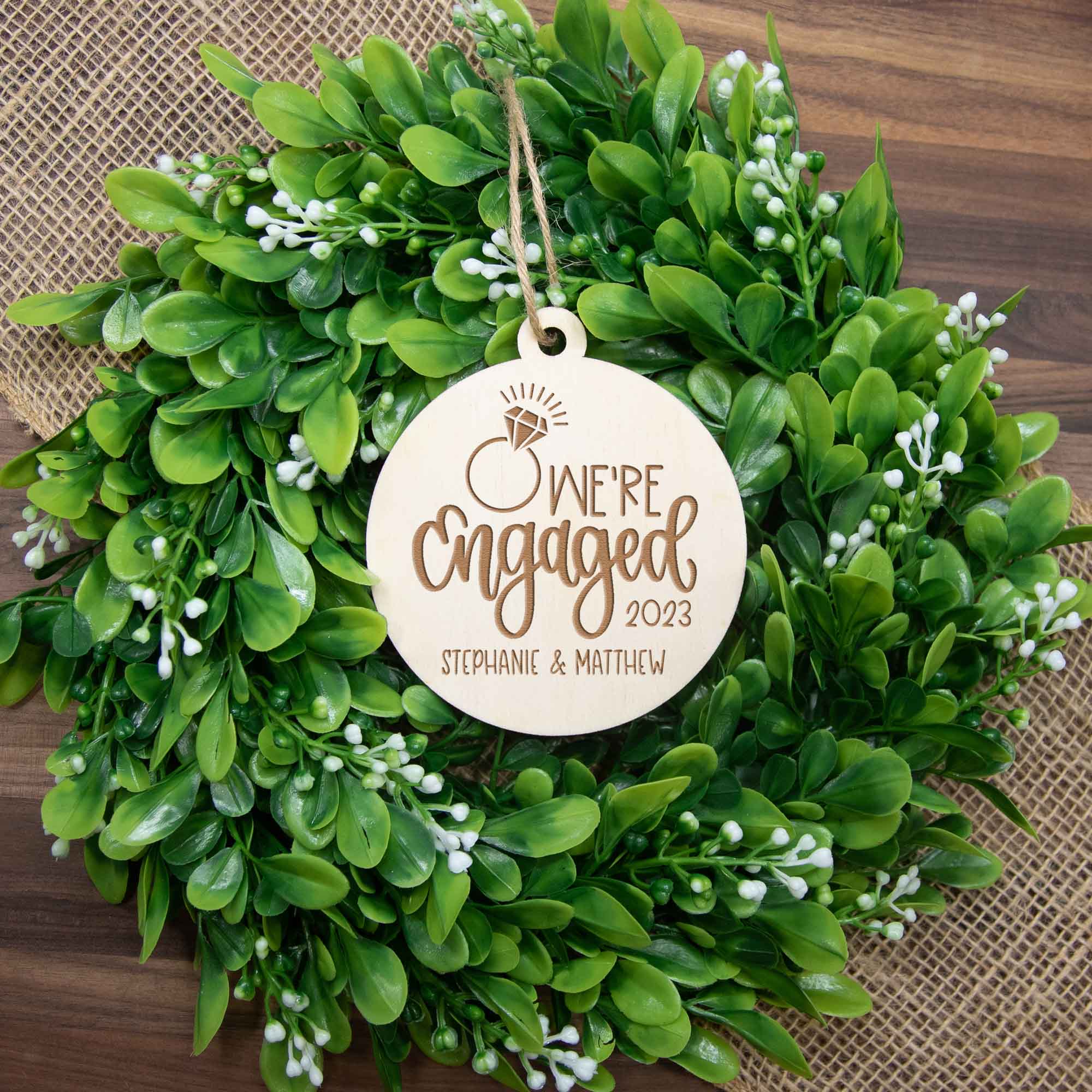 Engagement Wood Christmas Ornament - We're Engaged