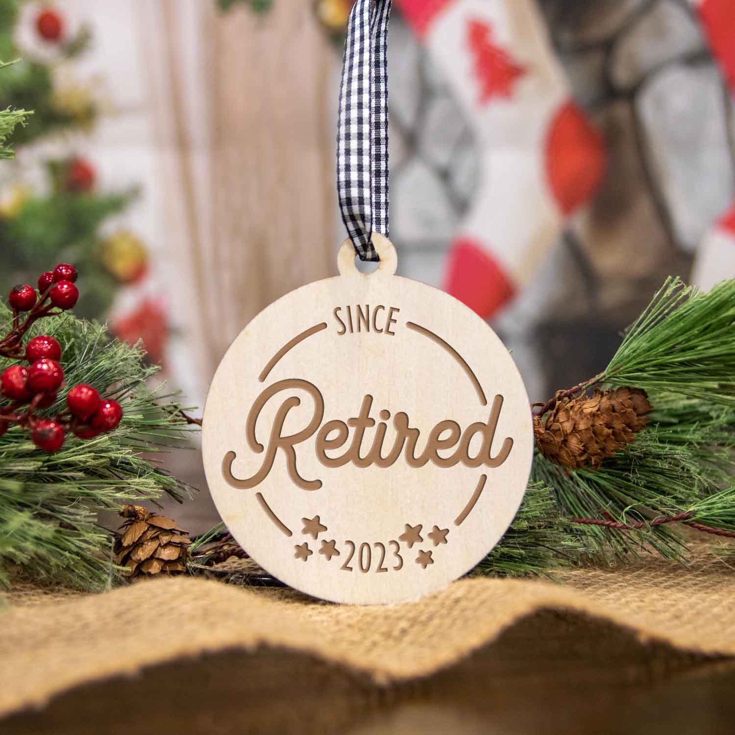 Retirement Christmas Wood Ornament