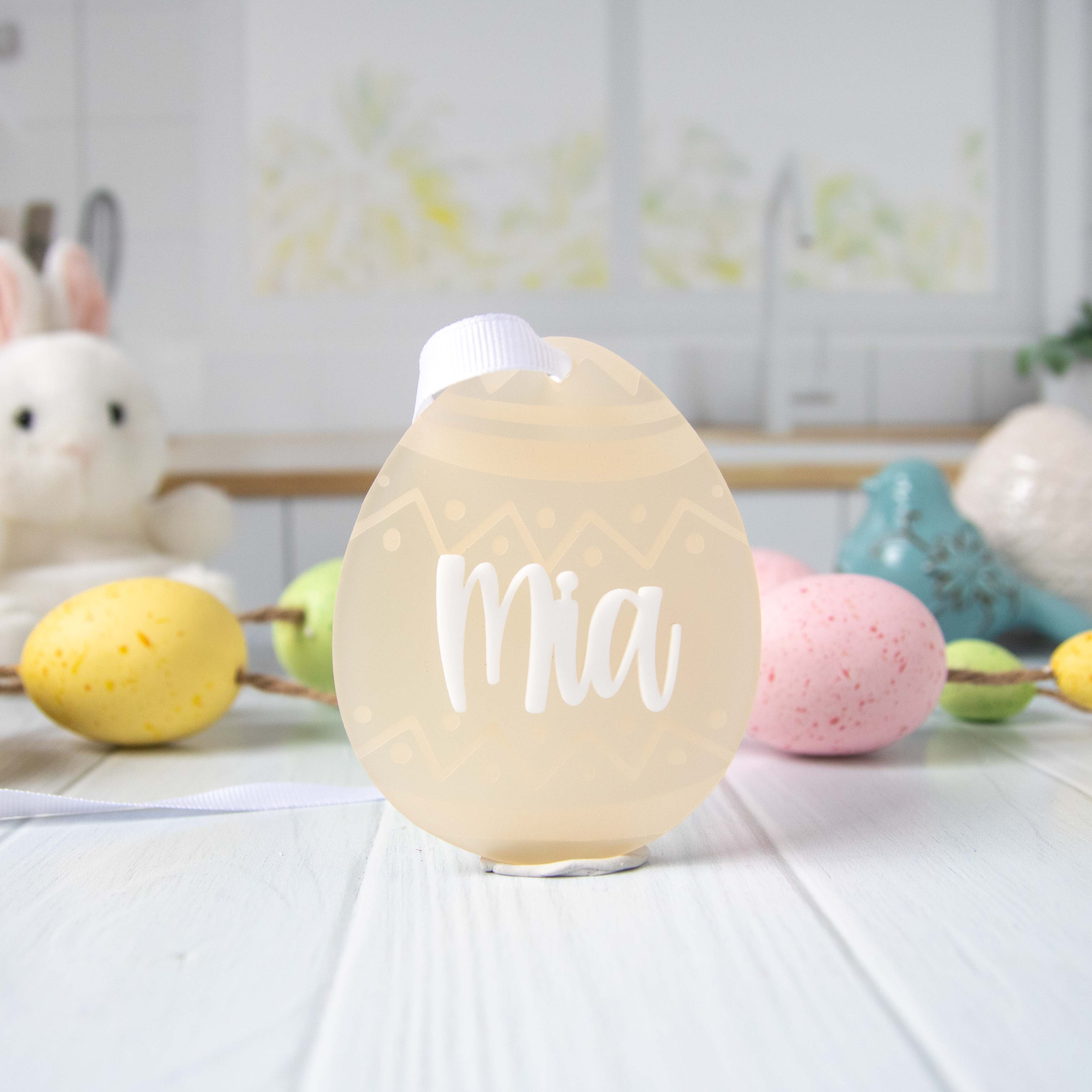 Personalized Easter Basket Tags, Acrylic Easter Name Ornaments, Pastel Easter Gift Tag