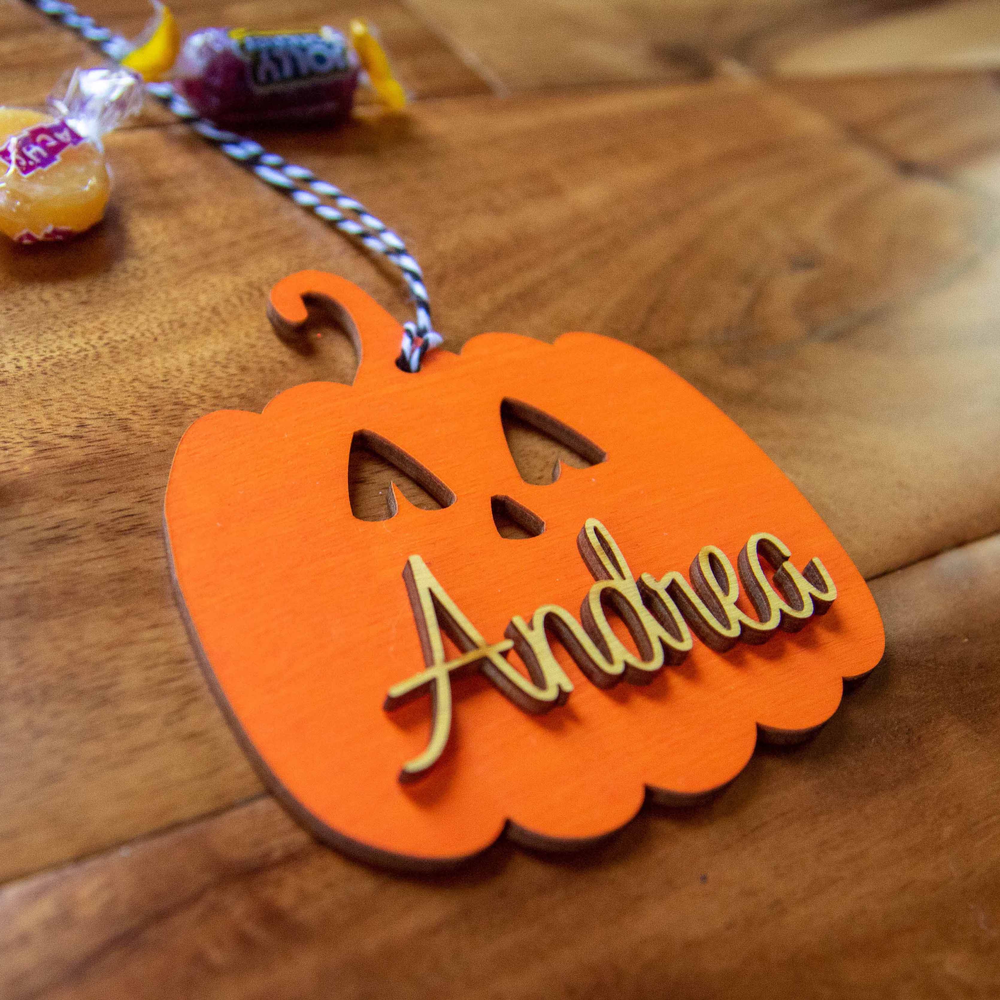 Halloween Ornament and Wood Gift Tags - Jack O' Lantern, Ghost, Bat & Cat