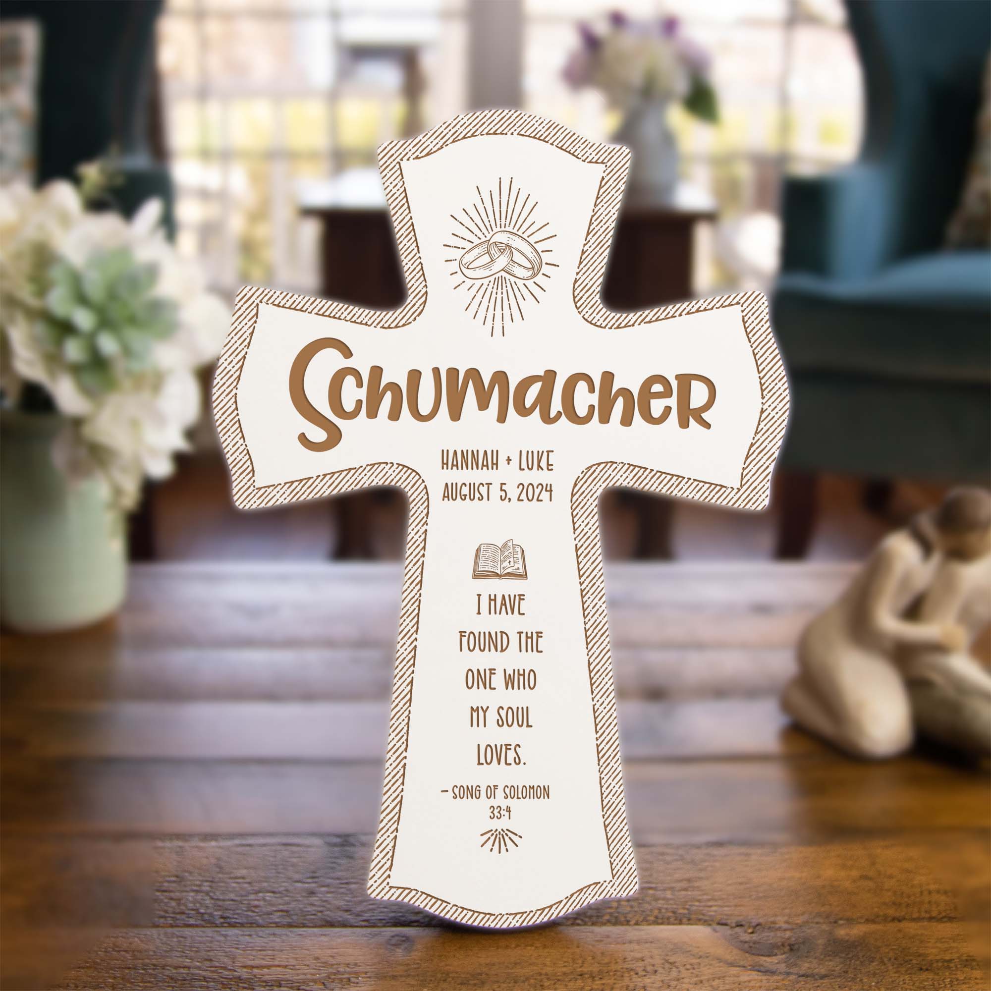 Personalized Wedding Gift - Engraved Marriage Wood Cross