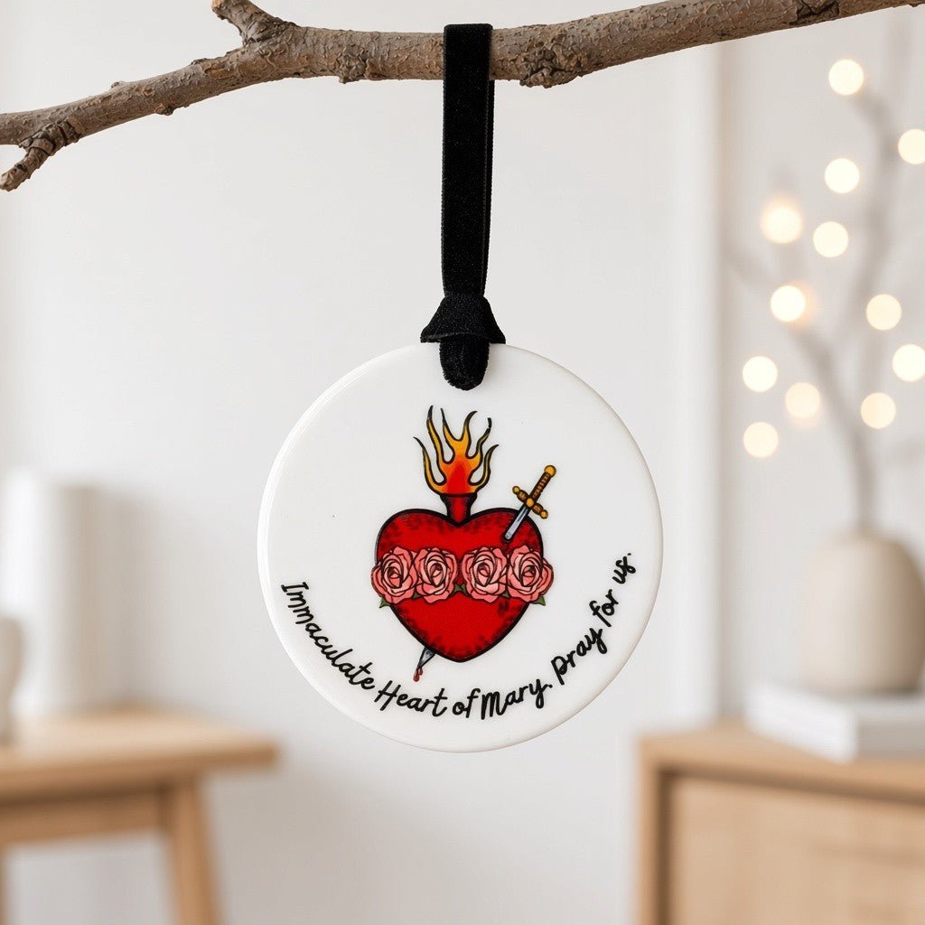 Immaculate Heart of Mary Catholic Ceramic Ornament - Firefly Wishes