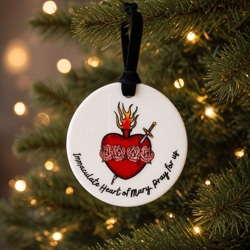 Immaculate Heart of Mary Catholic Ceramic Ornament - Firefly Wishes