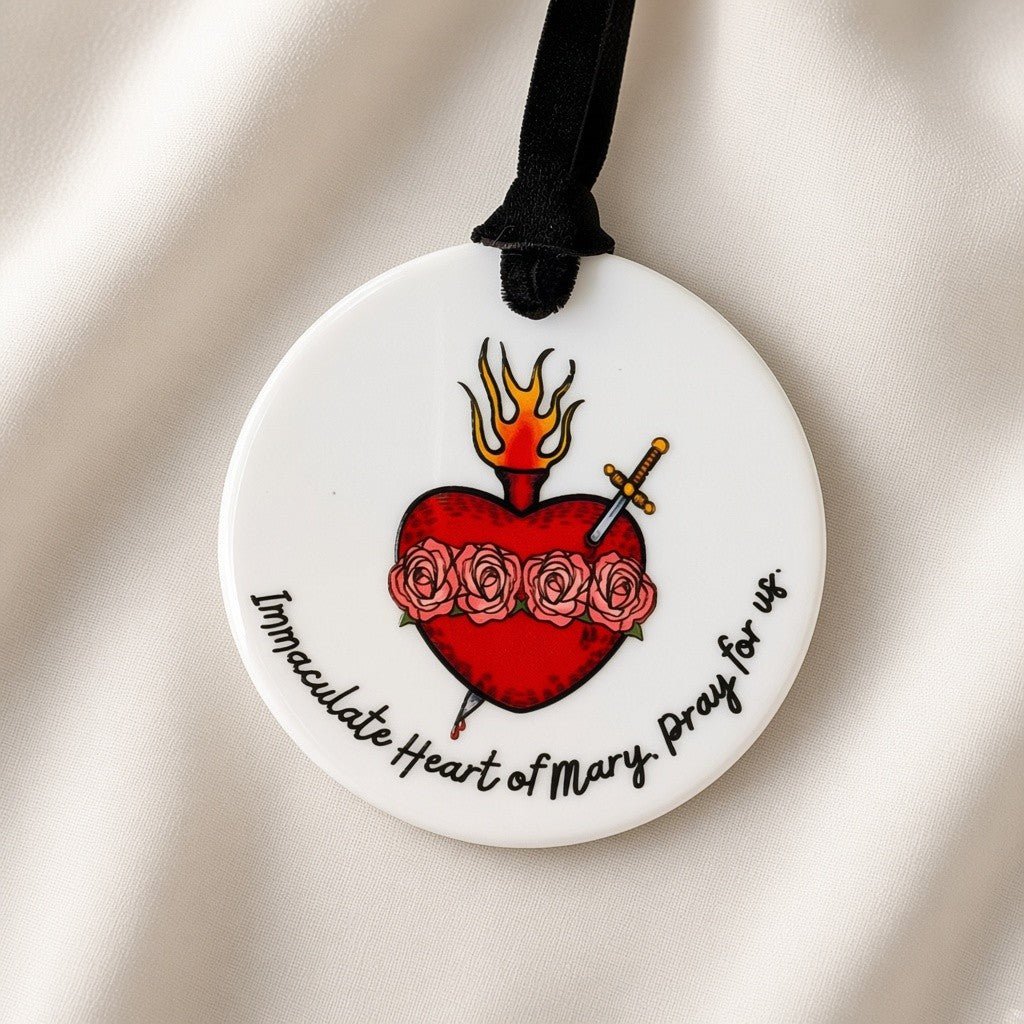 Immaculate Heart of Mary Catholic Ceramic Ornament - Firefly Wishes