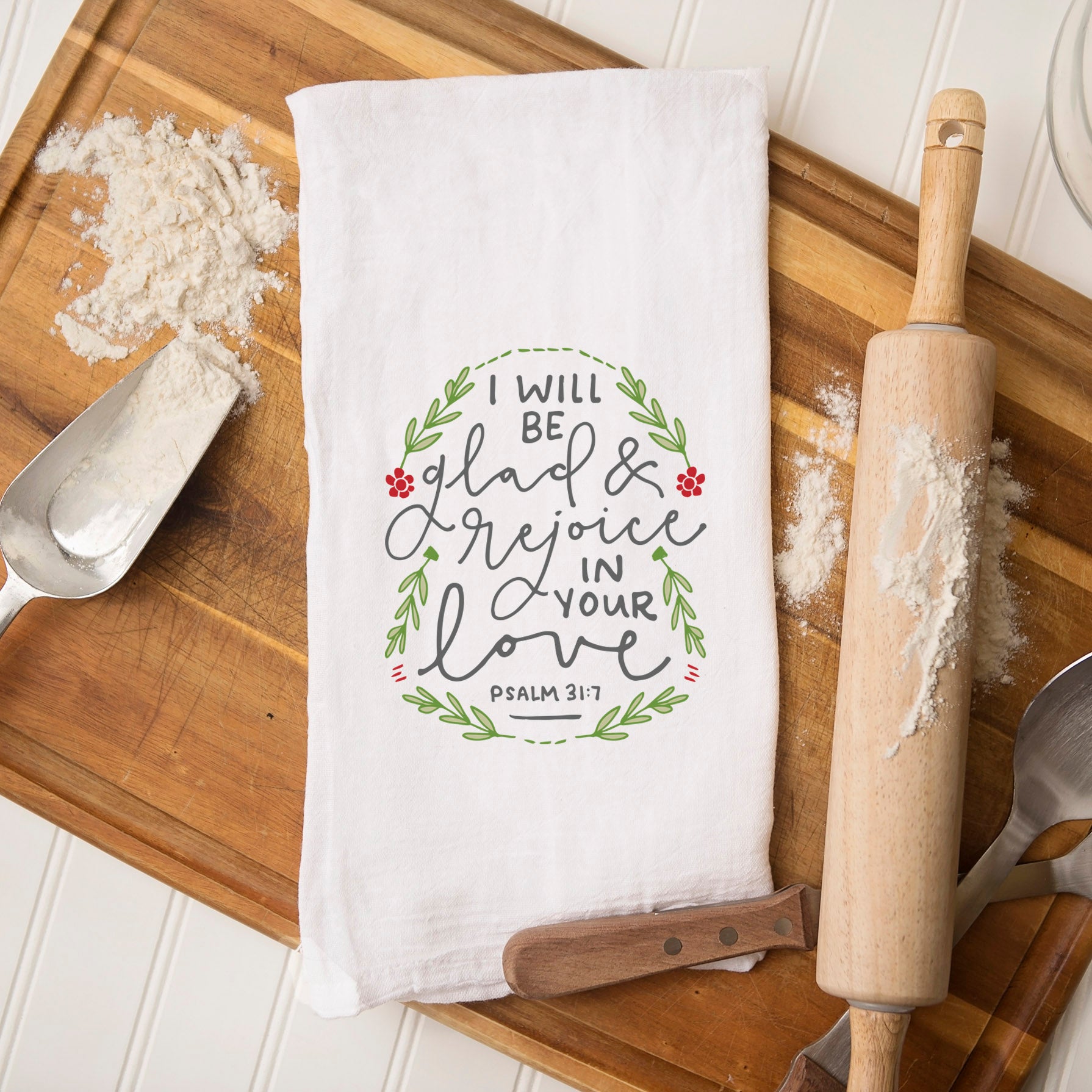 Christian Christmas & New Year Kitchen Towel – Psalm 31:7 Rejoice