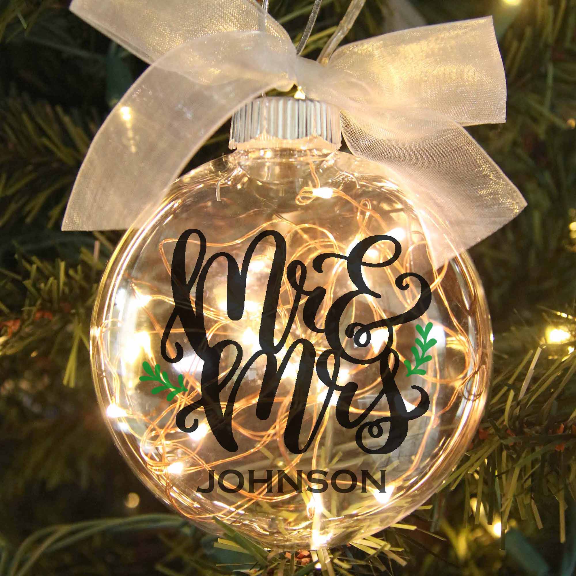 Mr & Mrs Our First Christmas Lighted Ornament