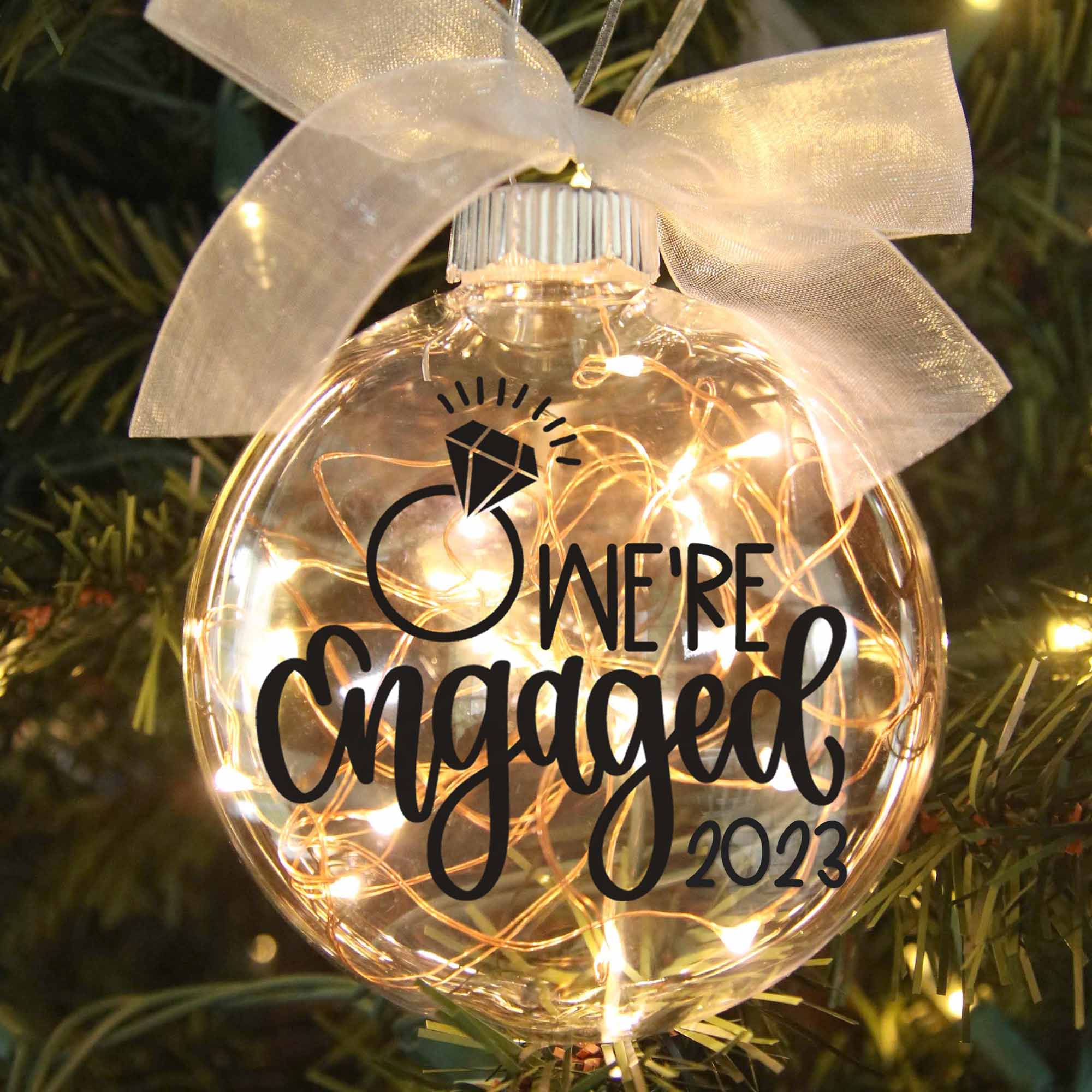 Engagement Lighted Christmas Ornament