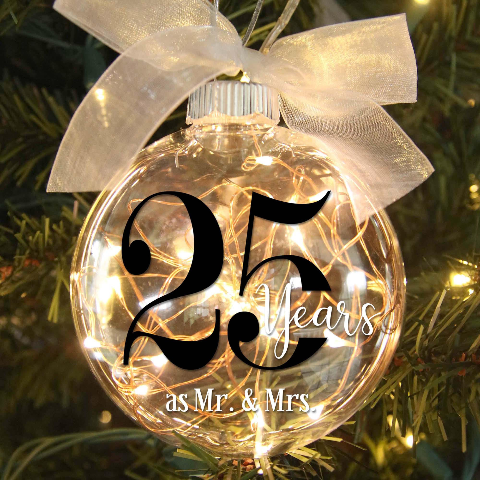 Personalized Anniversary Lighted Ornament – Milestone Keepsake Gift