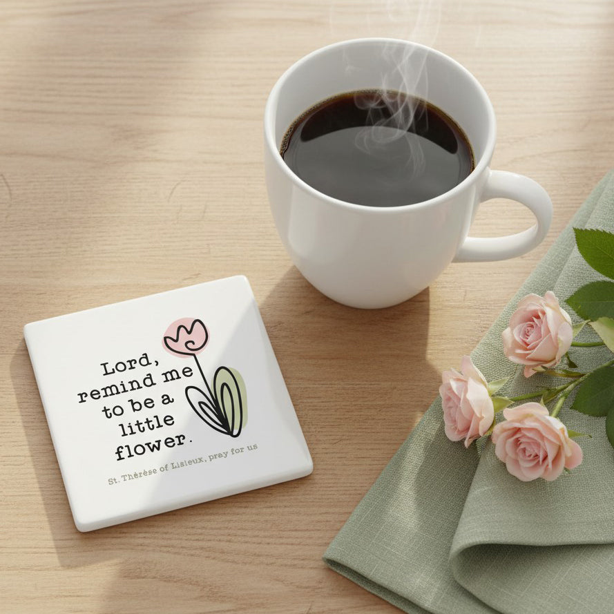 Little Flower Stone Coaster — St. Thérèse of Lisieux