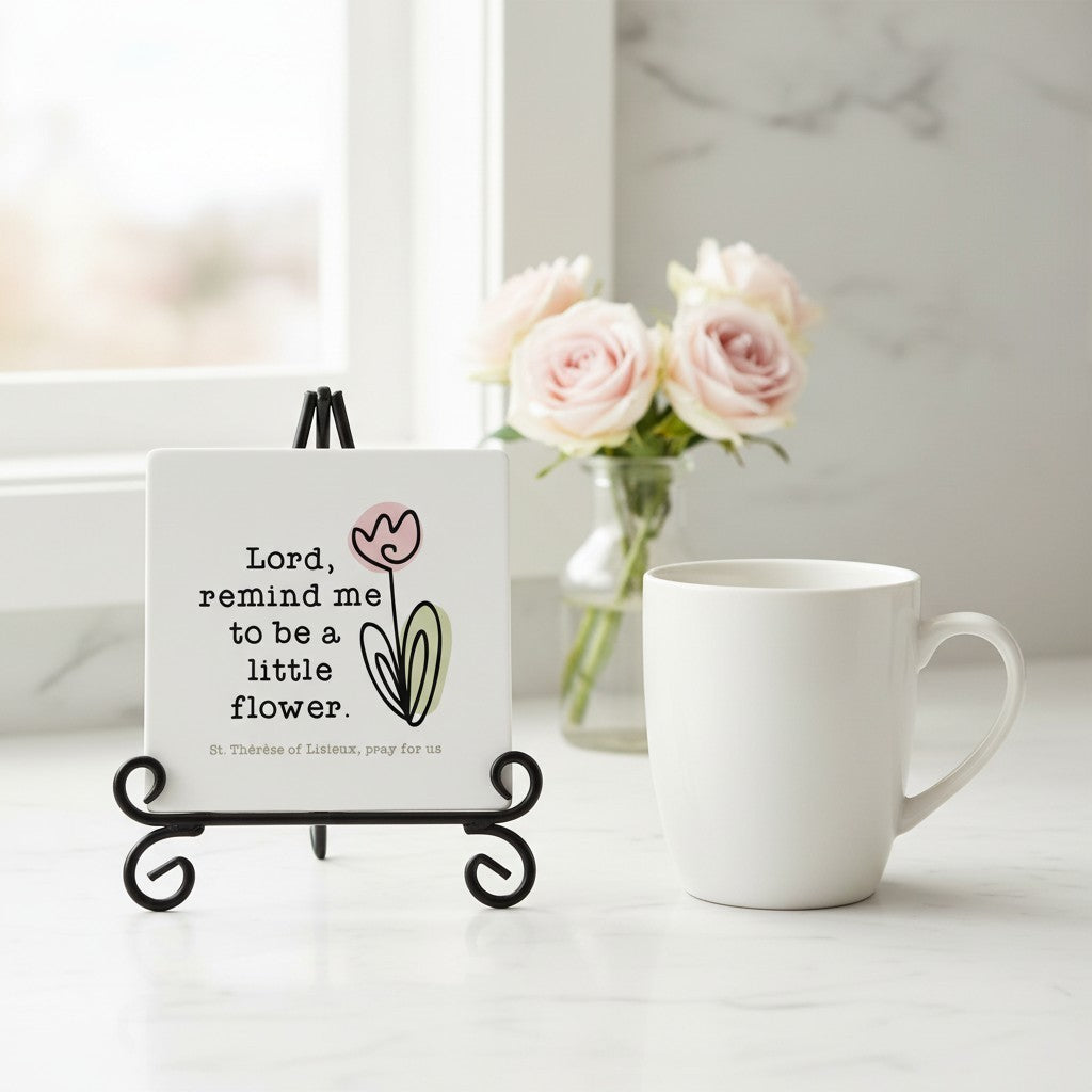 Little Flower Stone Coaster — St. Thérèse of Lisieux