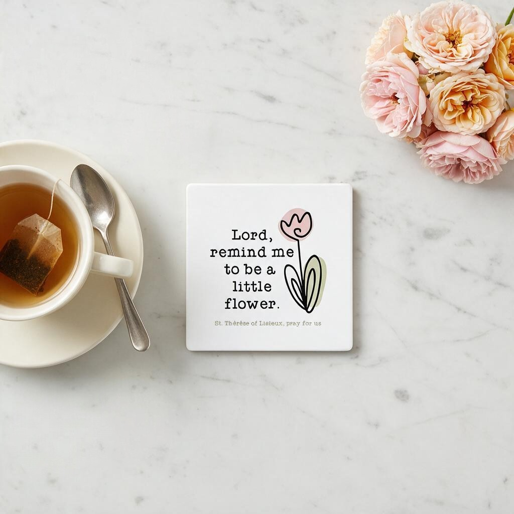 Little Flower Stone Coaster — St. Thérèse of Lisieux