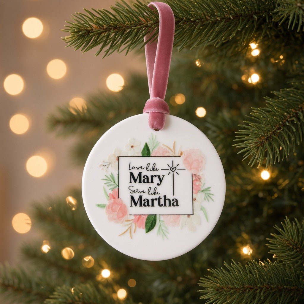 Love Like Mary, Serve Like Martha Ceramic Ornament - Firefly Wishes