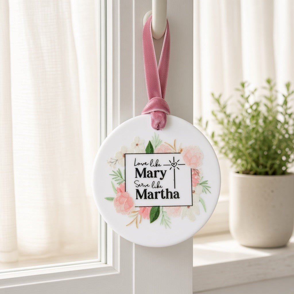 Love Like Mary, Serve Like Martha Ceramic Ornament - Firefly Wishes