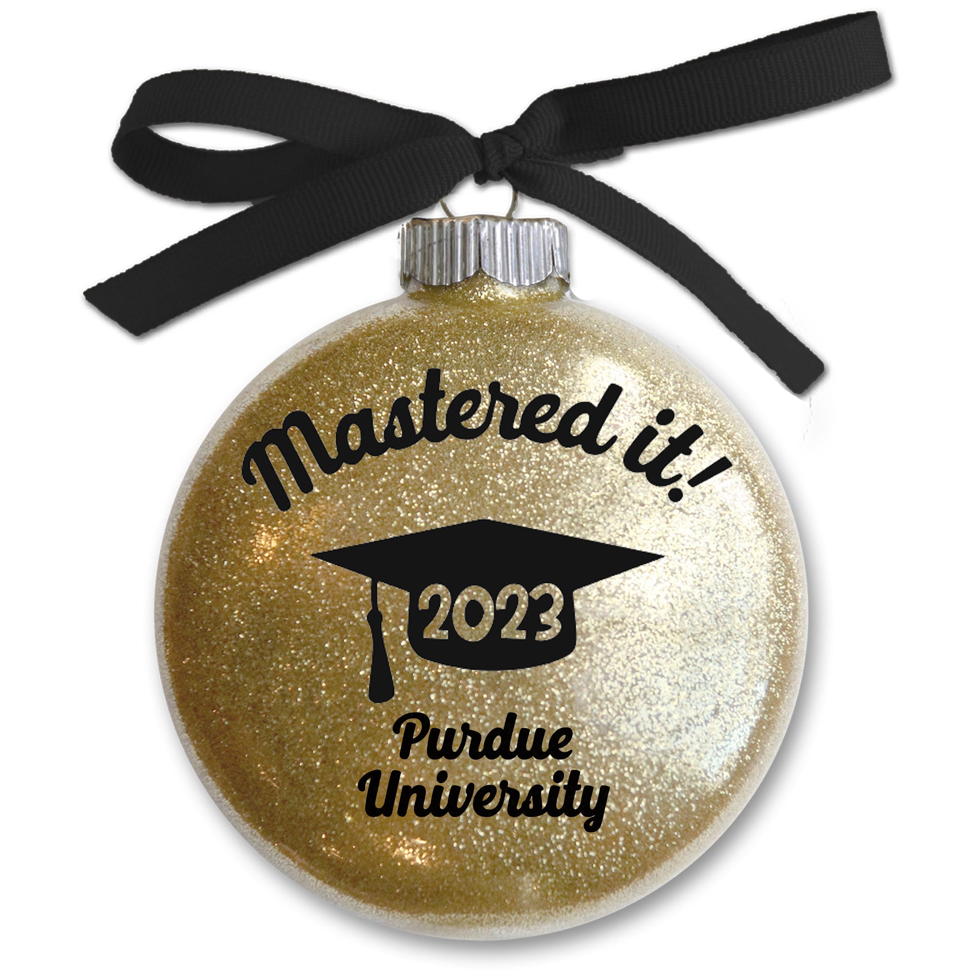 Masters Degree Graduation Glitter Christmas Ornament