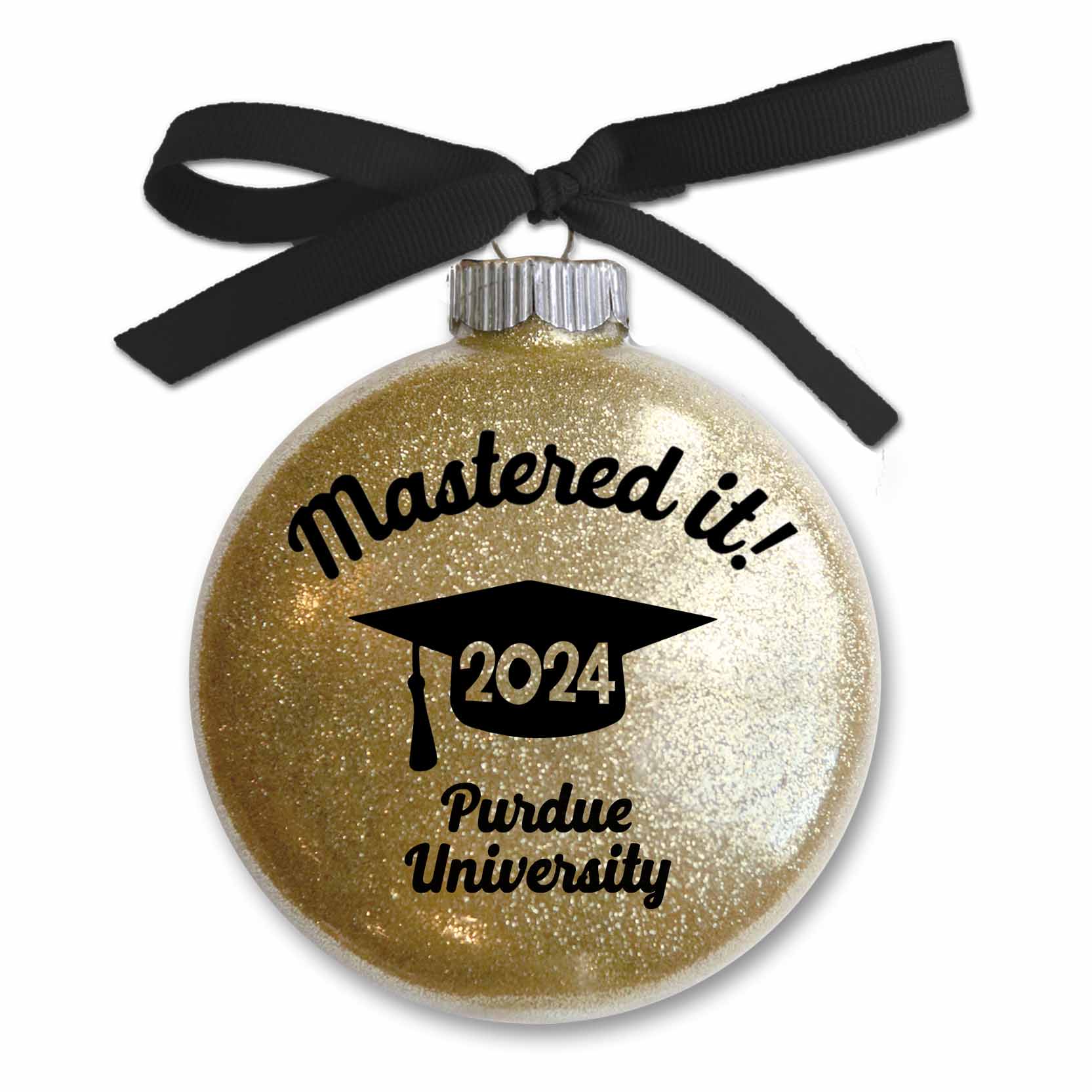 Masters Degree Graduation Glitter Christmas Ornament