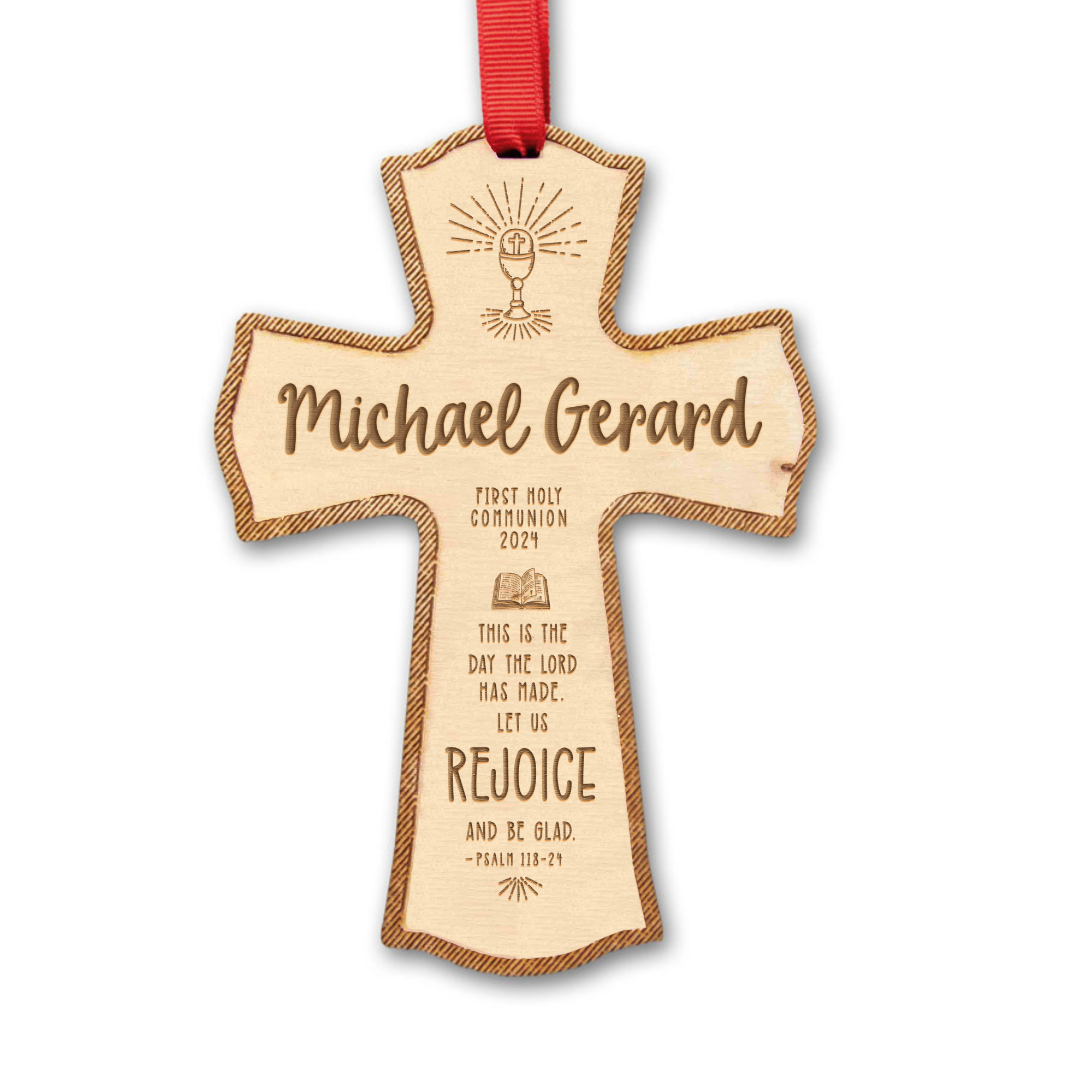 First Holy Communion Wood Cross Ornament