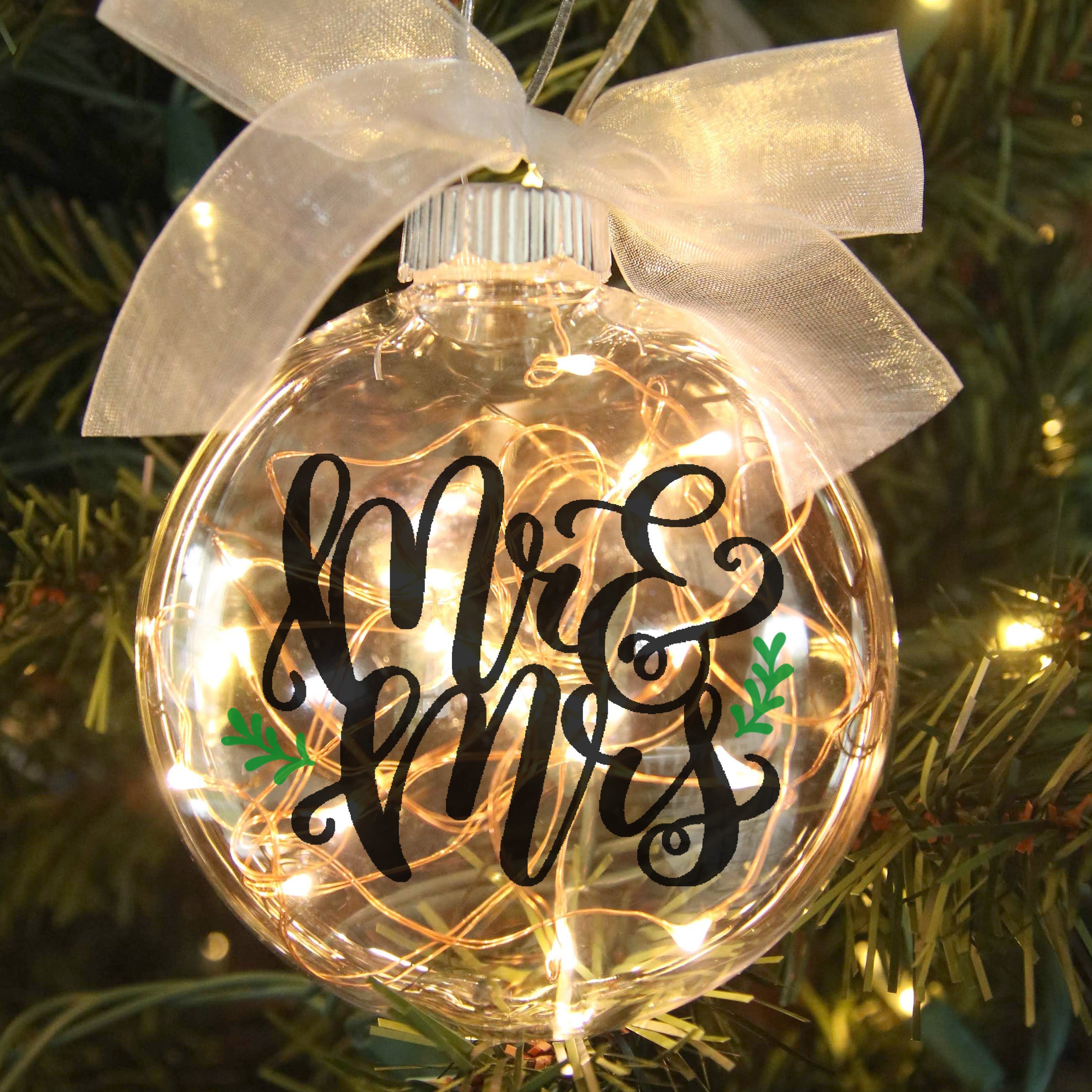 Personalized Mr & Mrs Our First Christmas Lighted Ornament