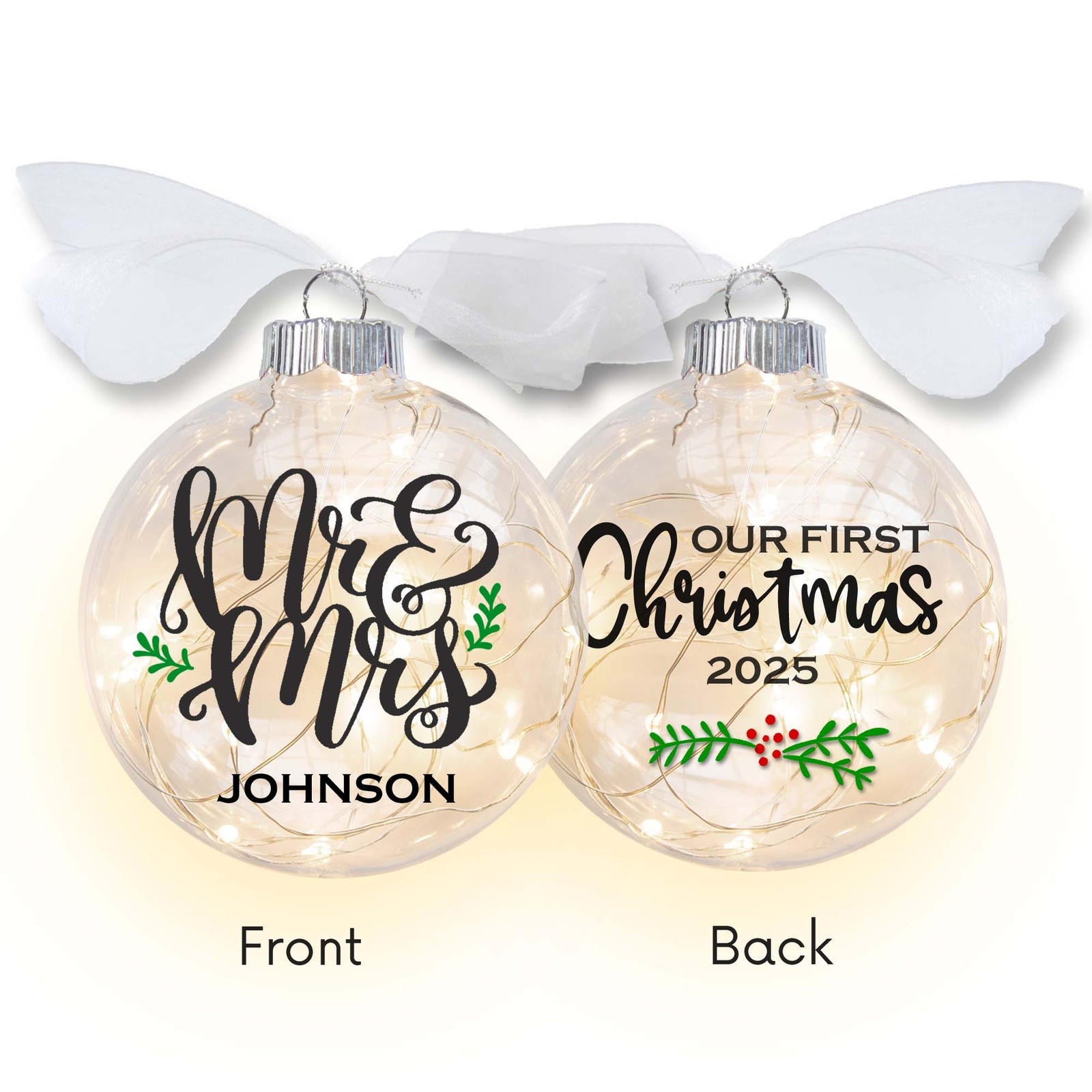 Mr & Mrs Our First Christmas Lighted Ornament