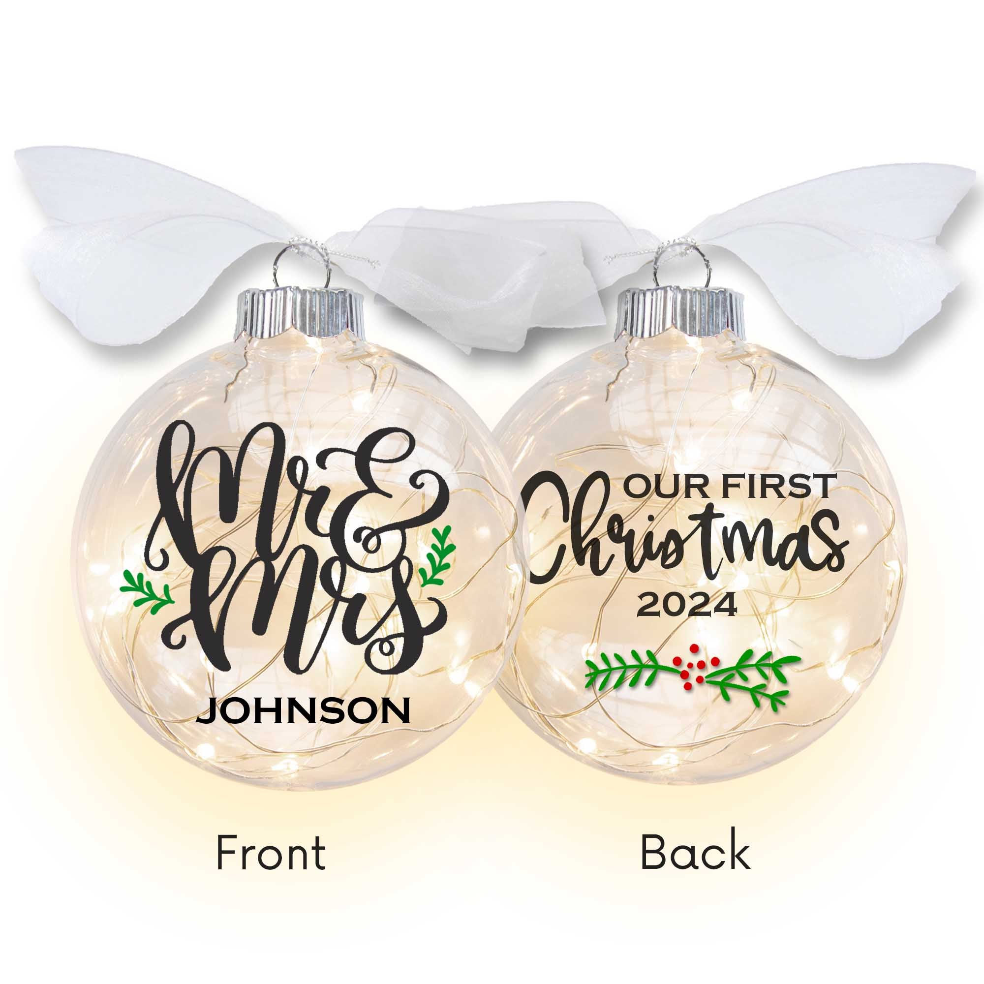 Mr & Mrs Our First Christmas Lighted Ornament