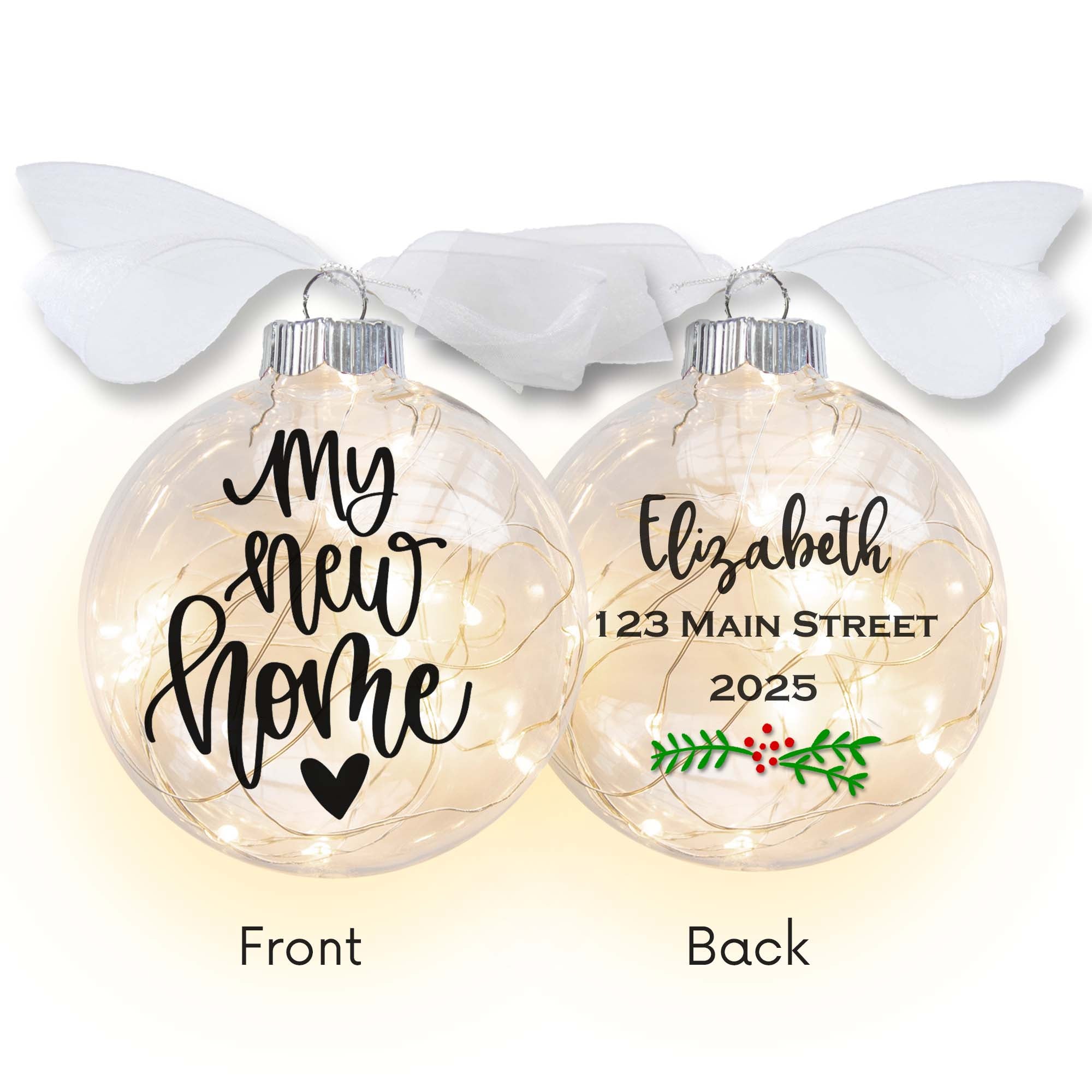 Personalized Our New Home Lighted Christmas Ornament - Names & Address