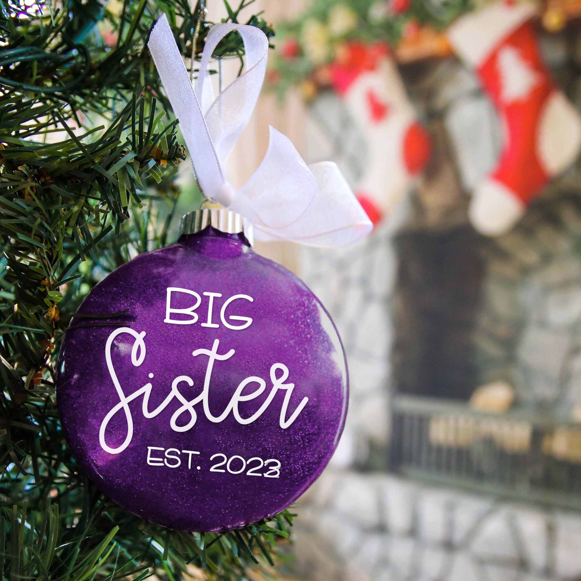 Big Sister Glitter Christmas Ornament