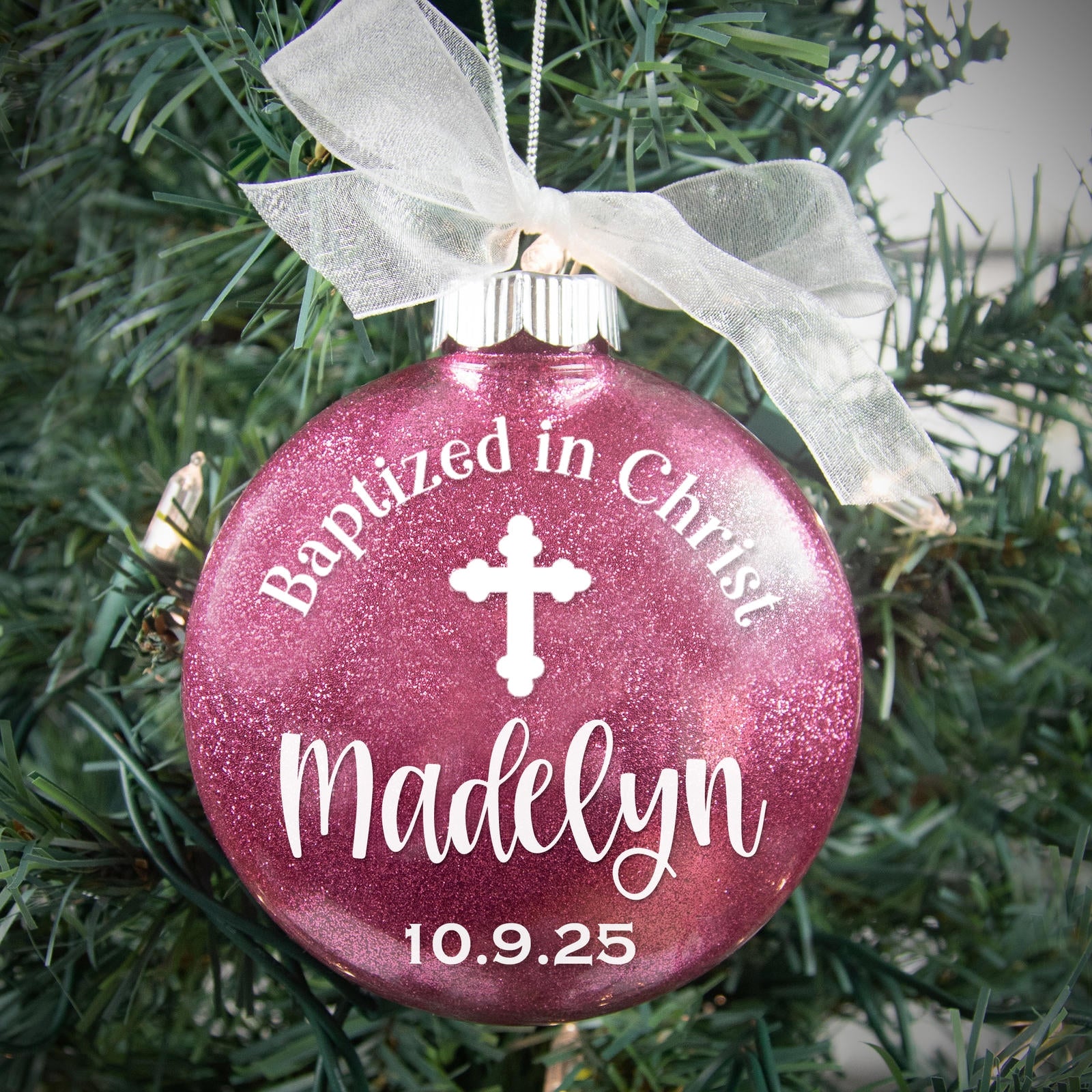 Baptism Glitter Christmas Ornament