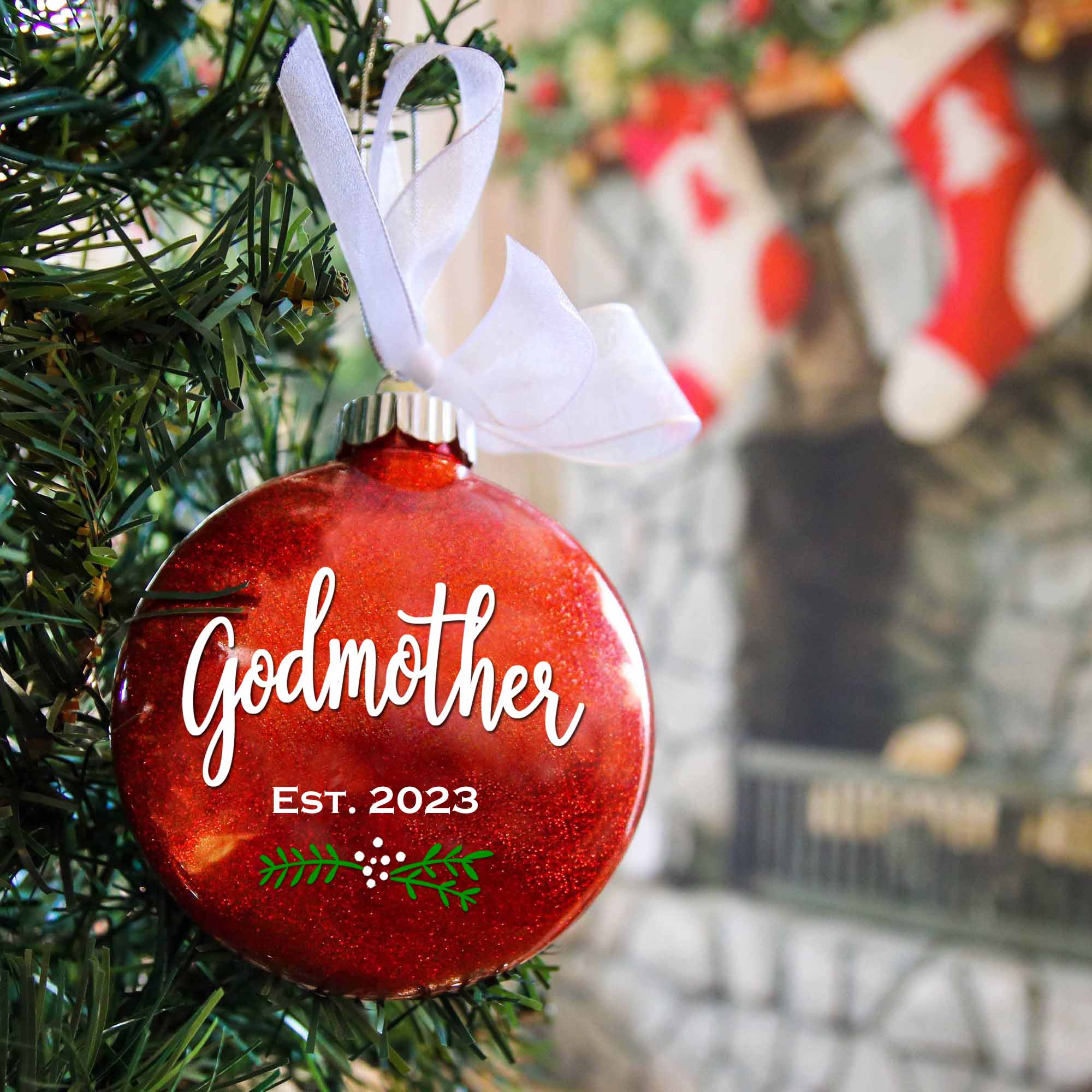 Godmother Glitter Christmas Ornament