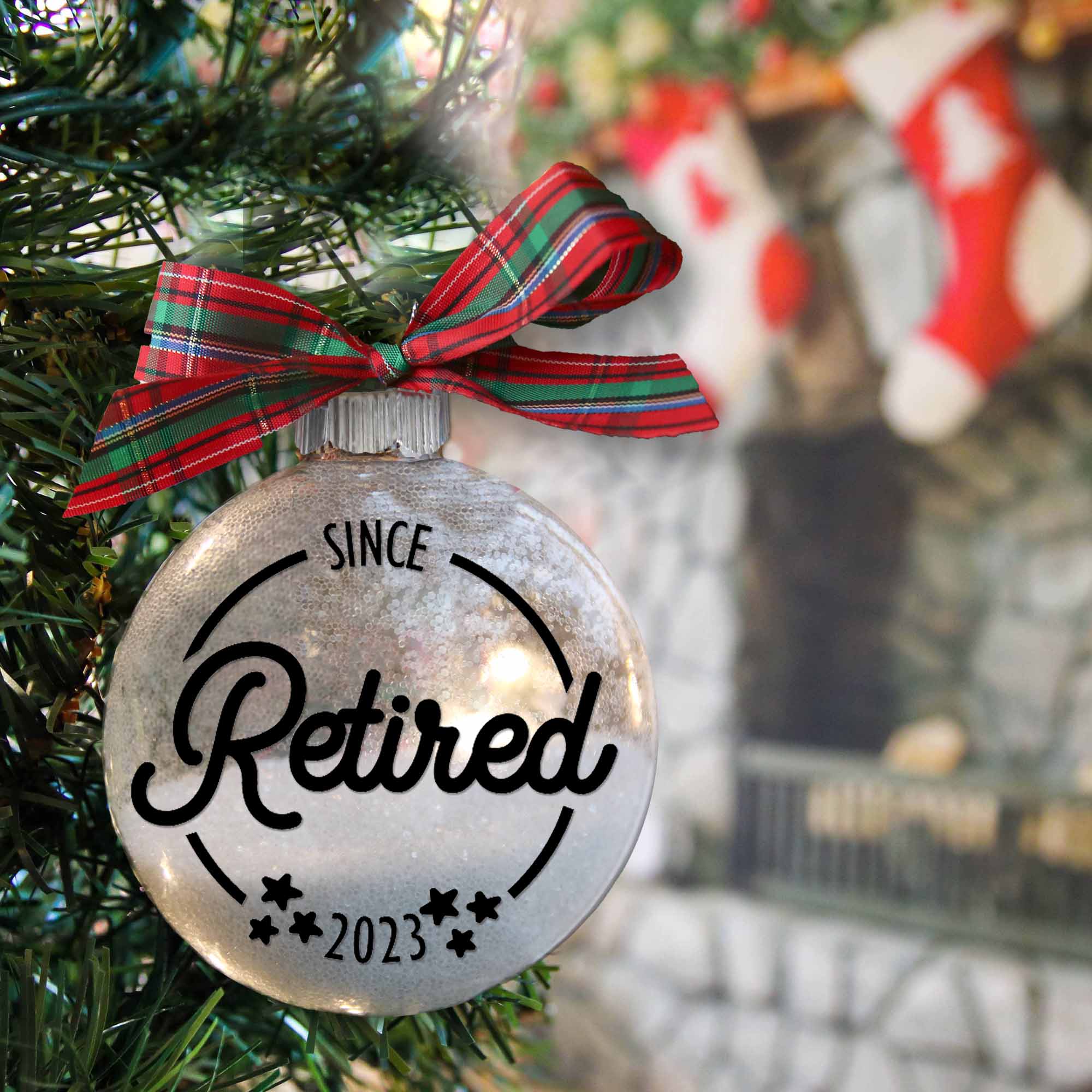 Retirement Glitter Christmas Ornament