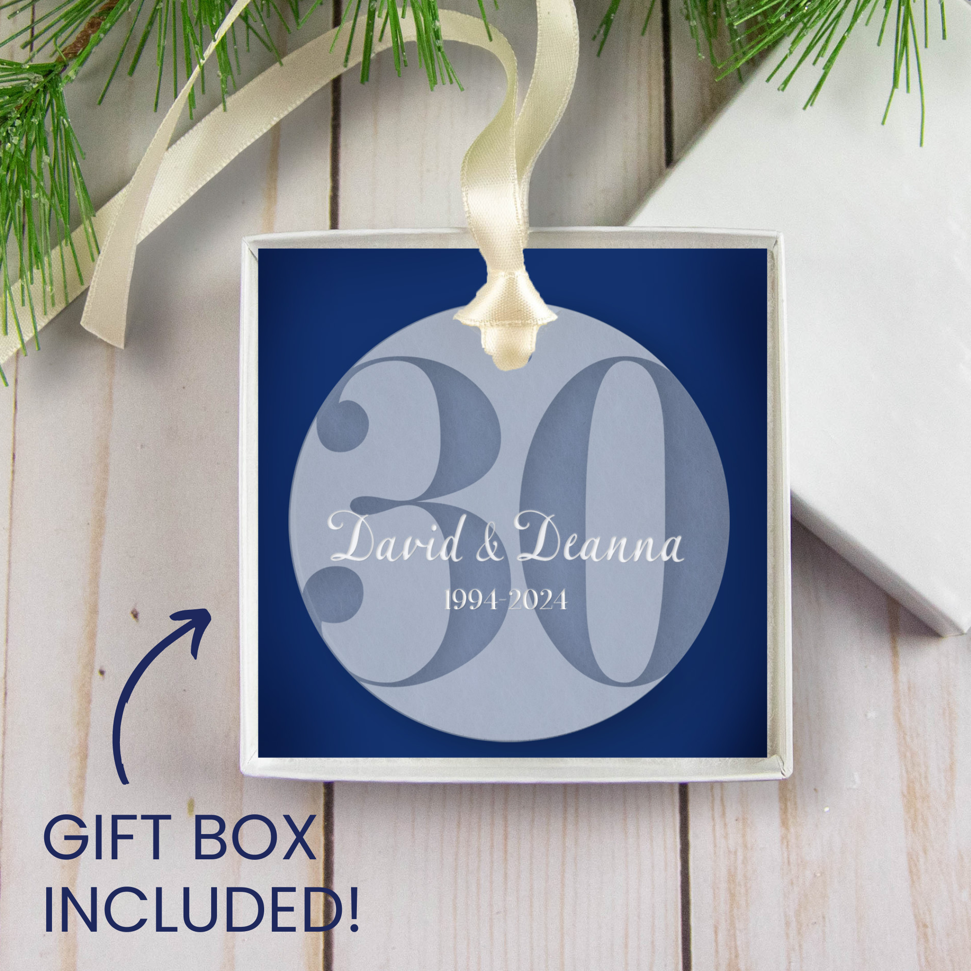 Personalized 30th Wedding Anniversary Ornament - Thirty Year Anniversary Gift - Engraved Acrylic Christmas Keepsake