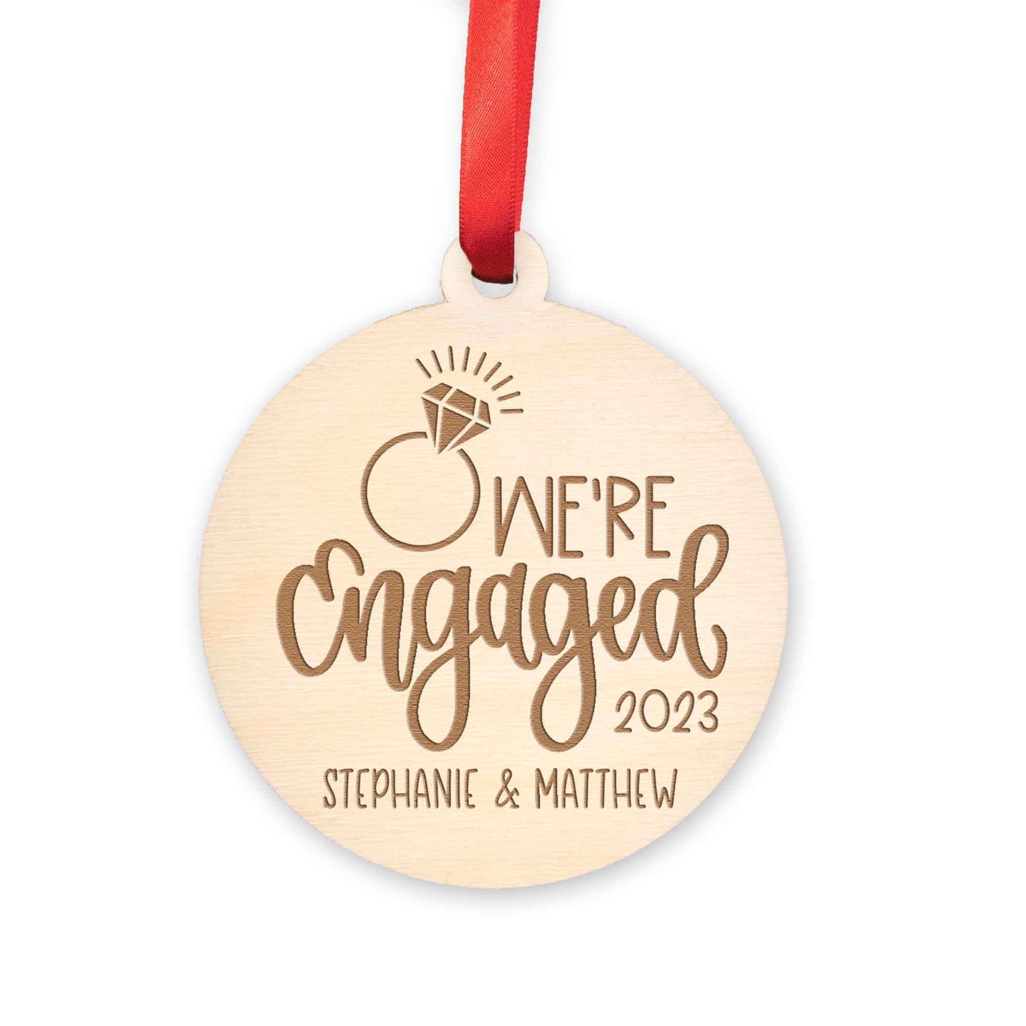 Engagement Wood Christmas Ornament - We're Engaged