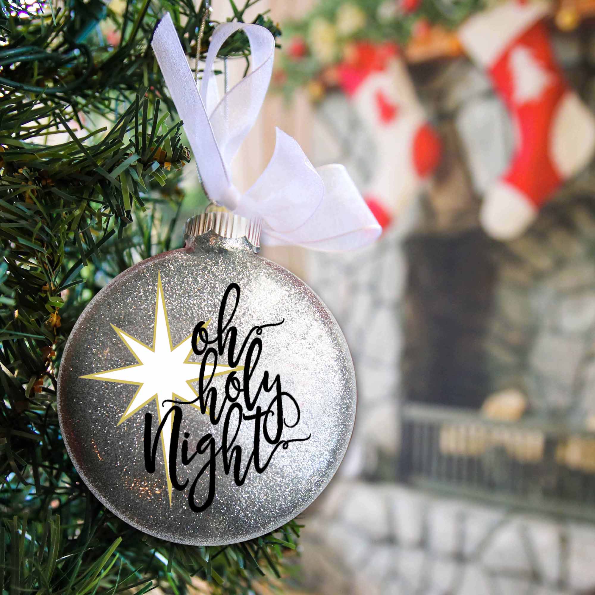 Oh Holy Night Glitter Christmas Ornament