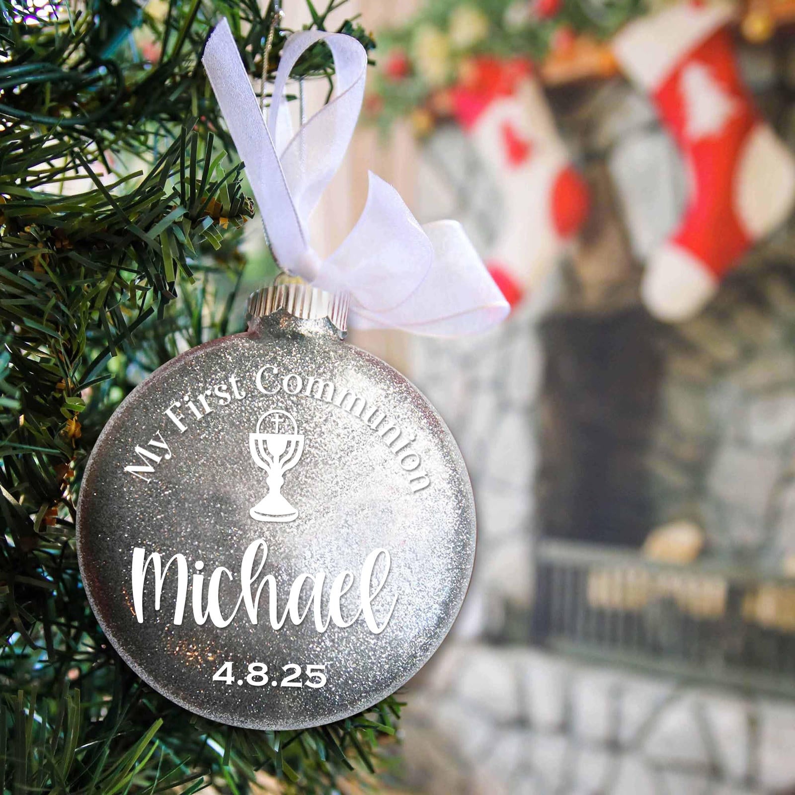 First Communion Glitter Christmas Ornament