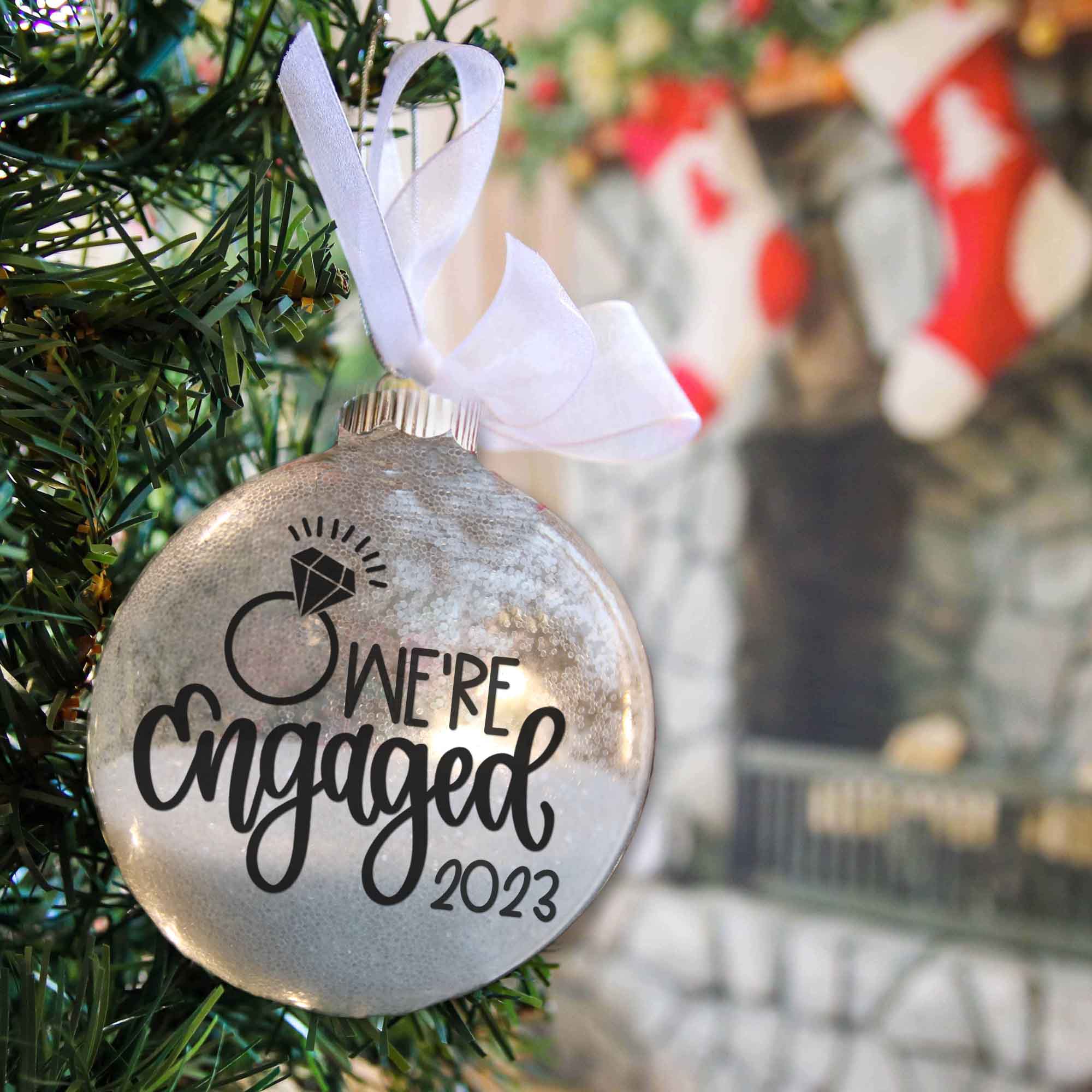 Engagement Glitter Christmas Ornament